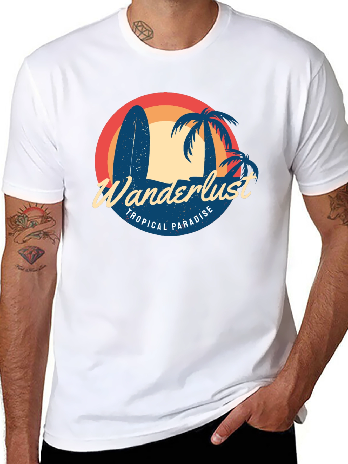 Black Wanderlust Tropical Paradise Graphic Tee view 8
