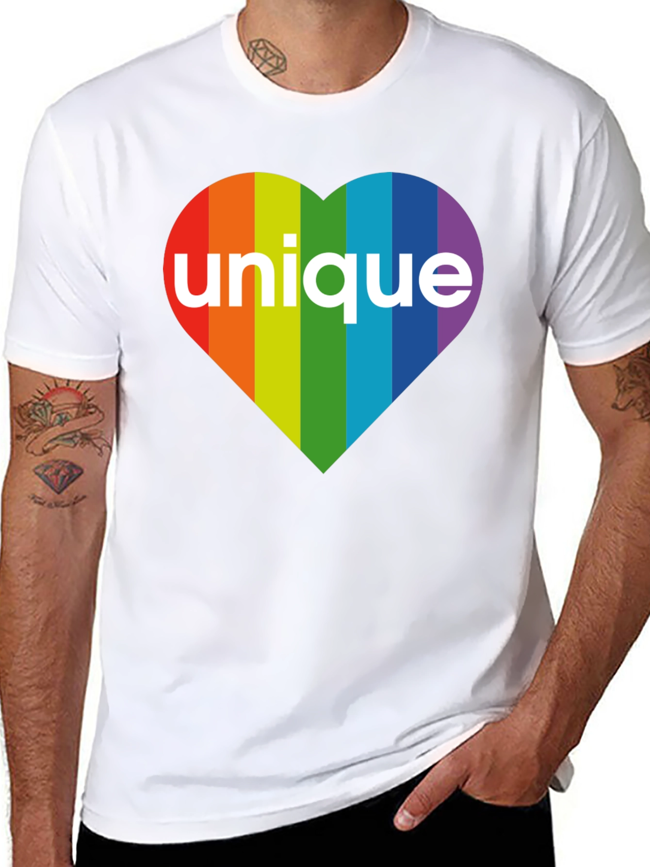 Black Unique Rainbow Heart T-Shirt - Pride Apparel view 8