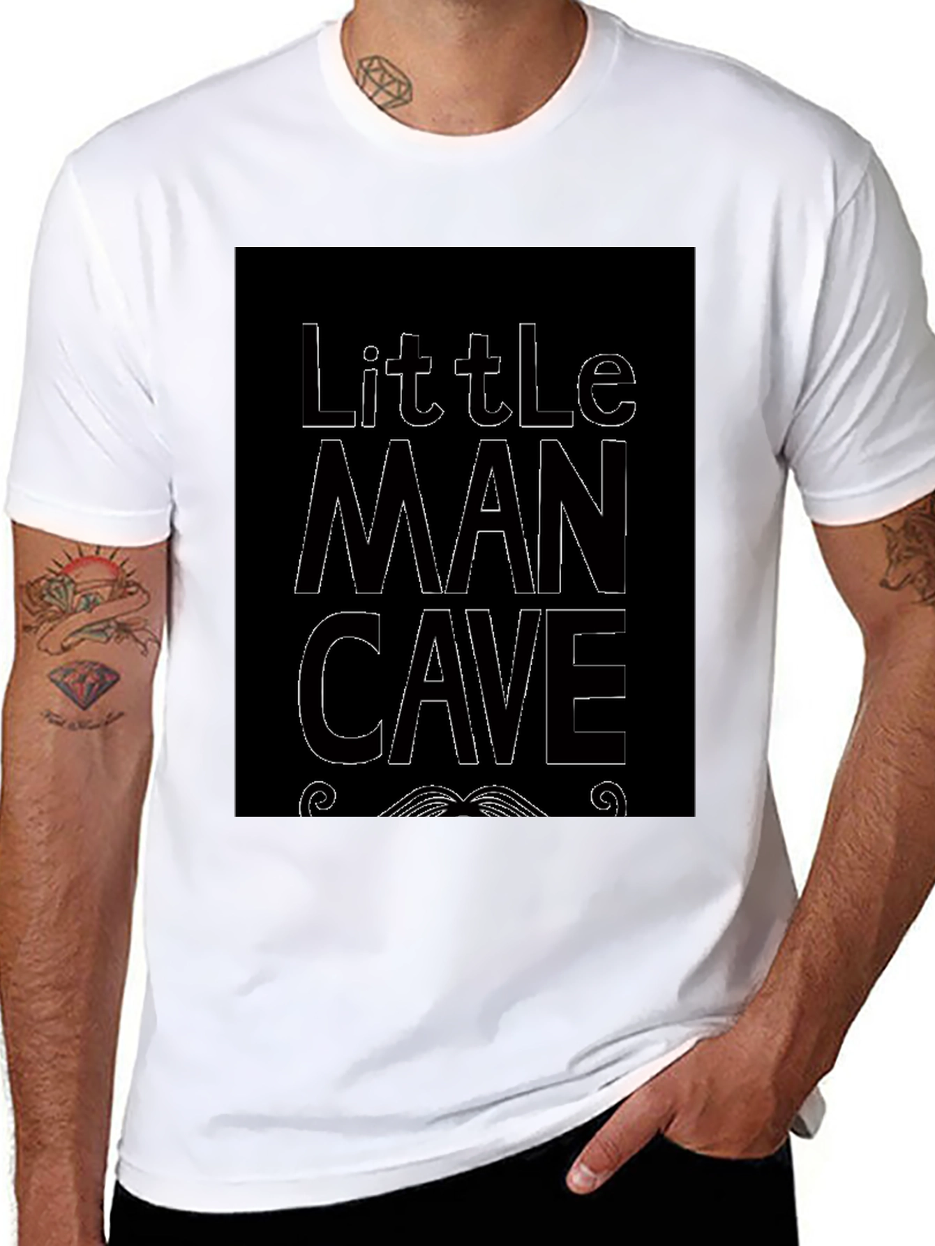 Black Little Man Cave Graphic Tee view 8