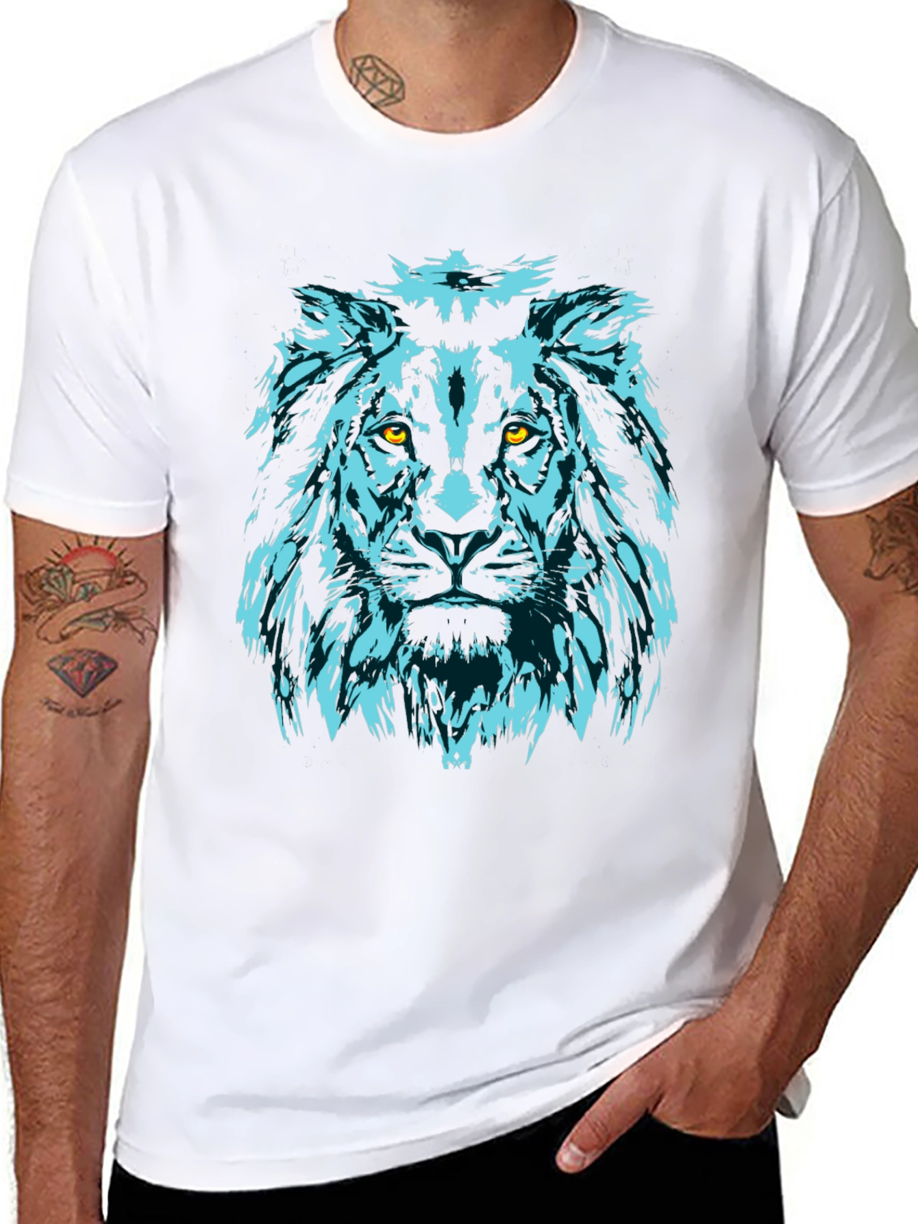 Black Lion Graphic Tee - Black Cotton Crew Neck view 8