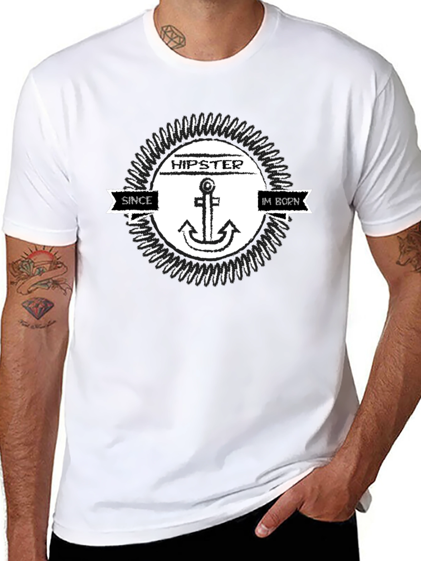 Black Hipster Anchor T-Shirt - Since I'm Born view 8
