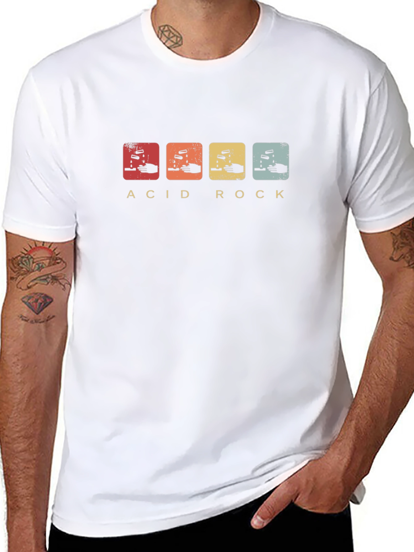 Black Acid Rock Graphic Print Black T-Shirt view 8