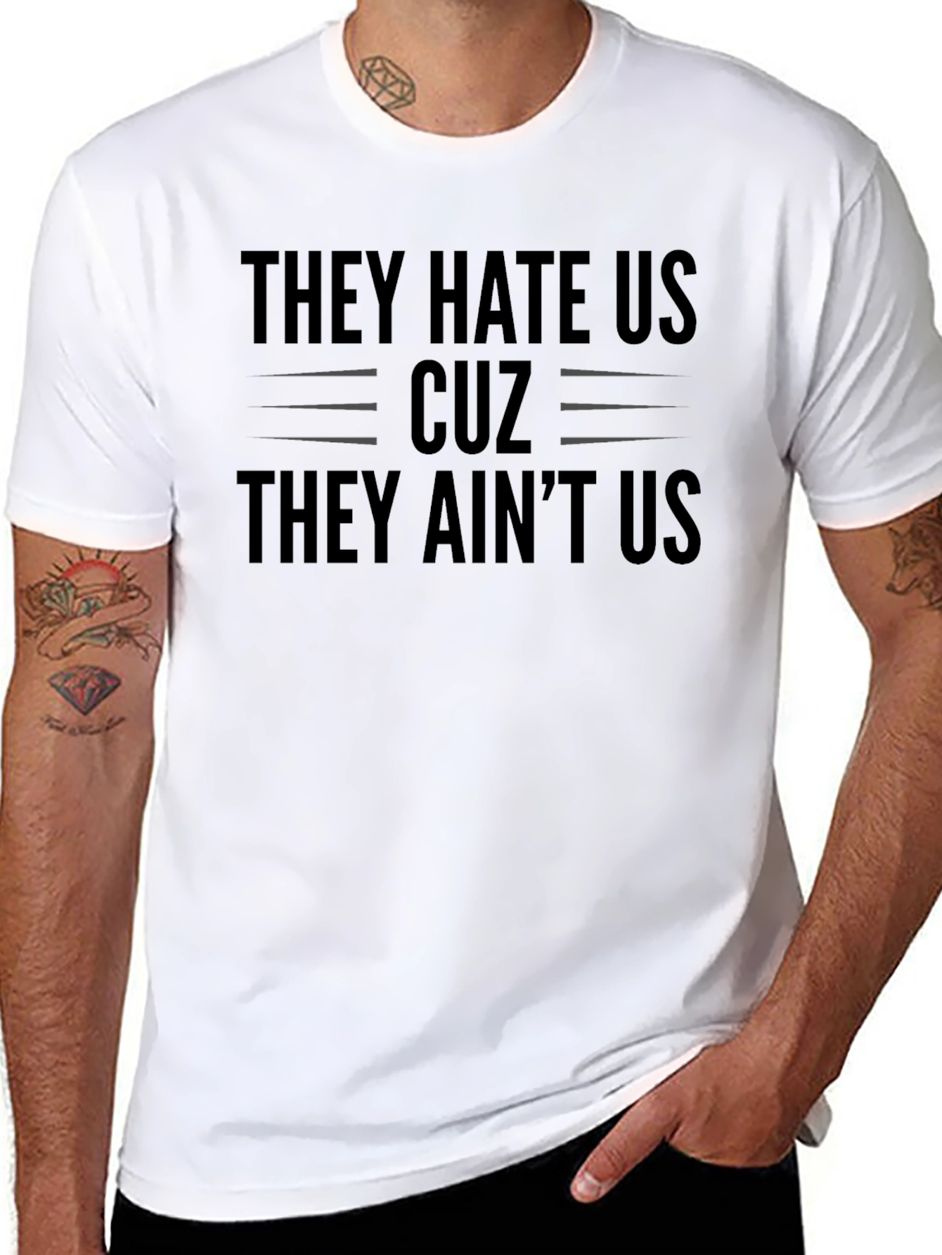 Black They Hate Us Cuz They Ain't Us Black T-Shirt view 8