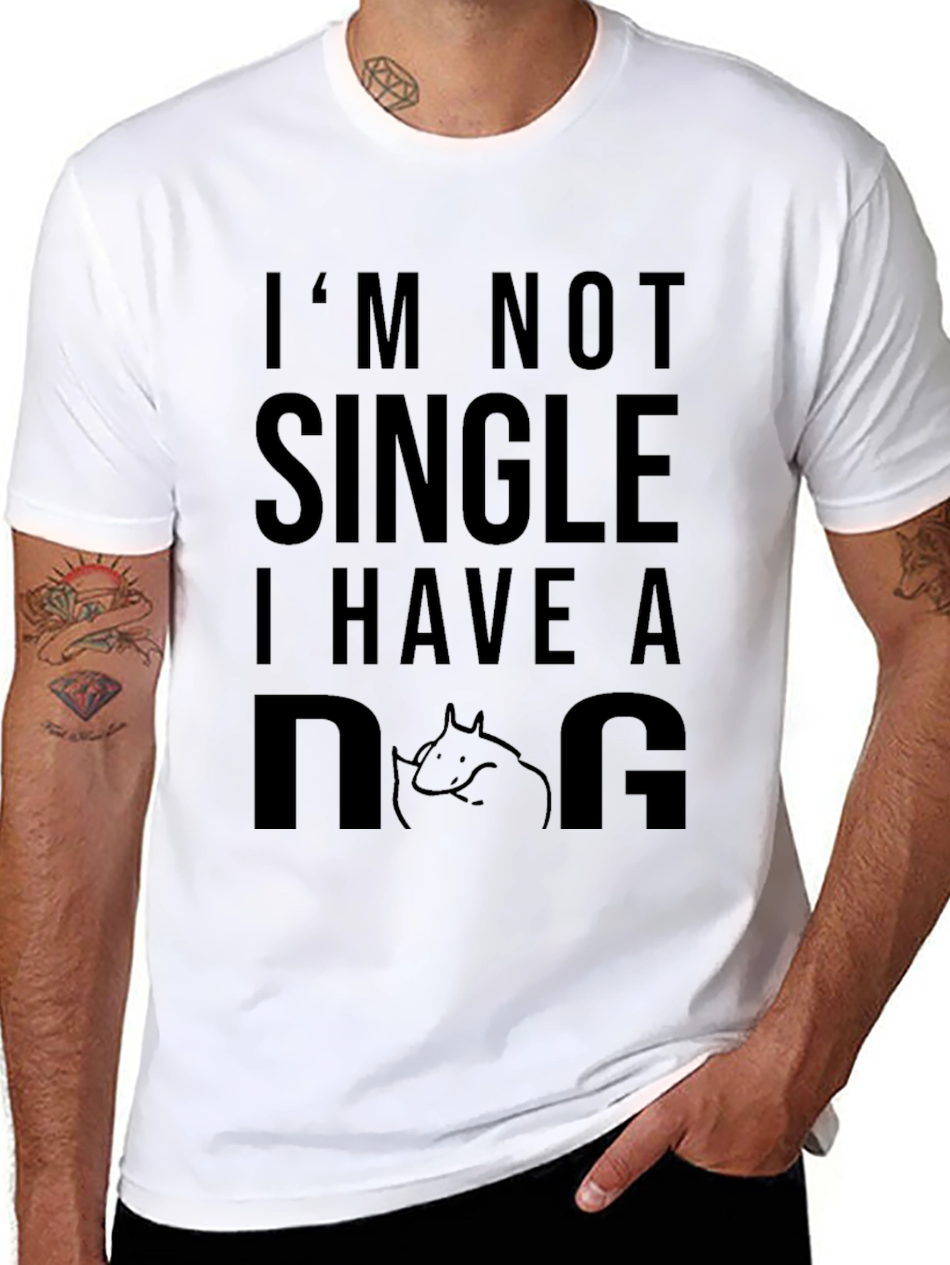 Black I'm Not Single I Have a Dog T-Shirt view 8