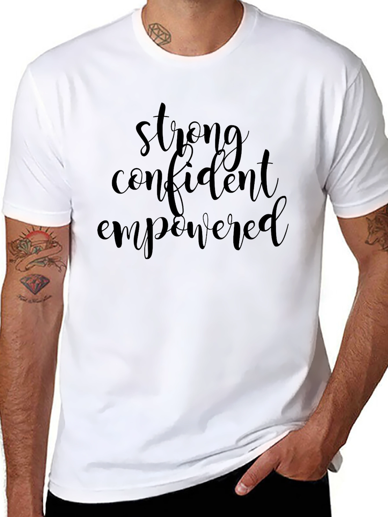 Black Strong Confident Empowered Black Tee view 8