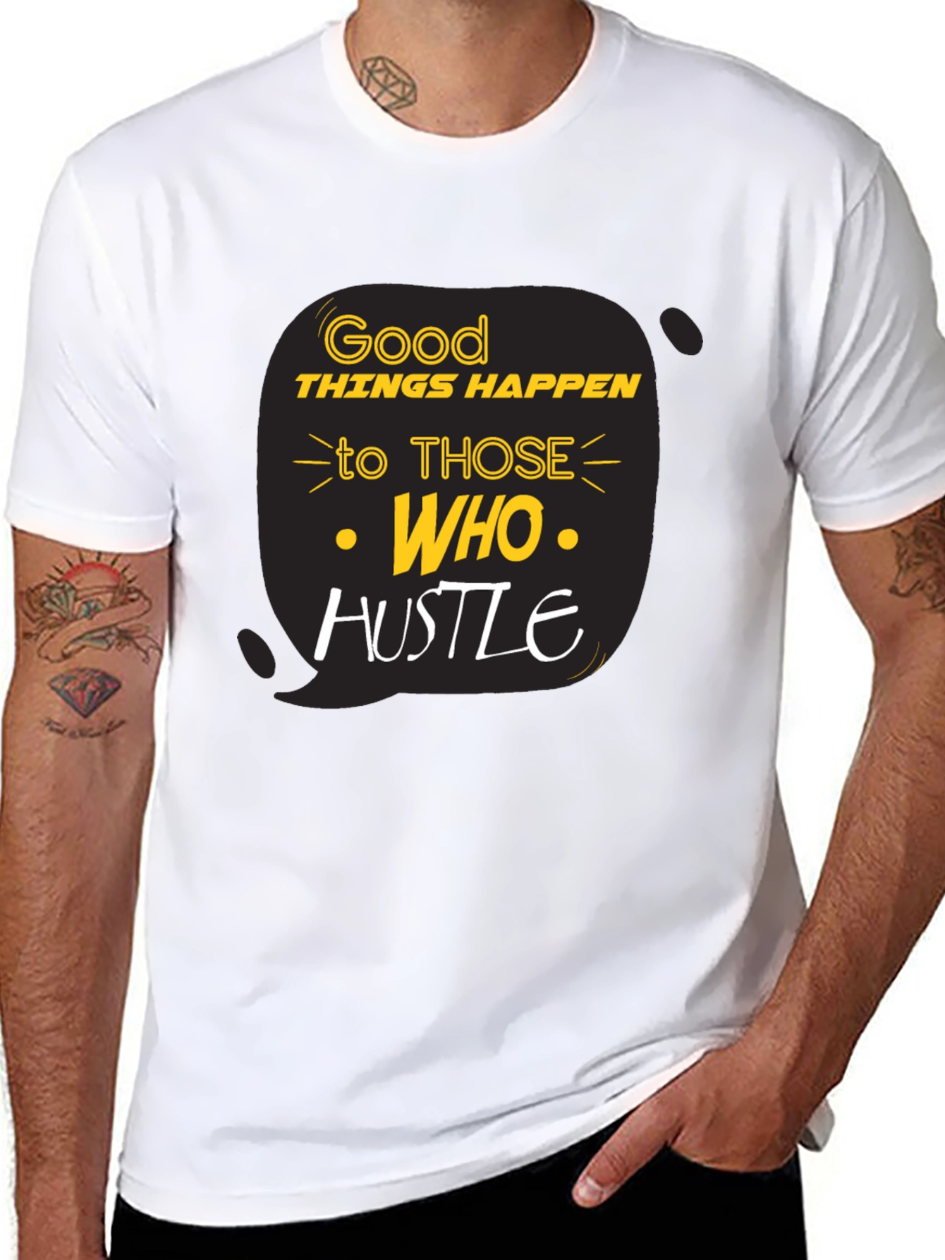 Black Good Things Happen T-Shirt Black Cotton Blend view 8