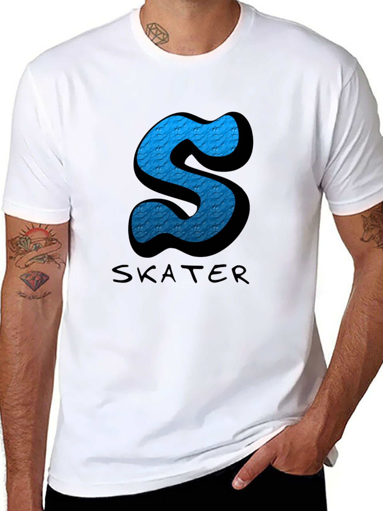 Black Skater S Letter Graphic Black T-Shirt view 8