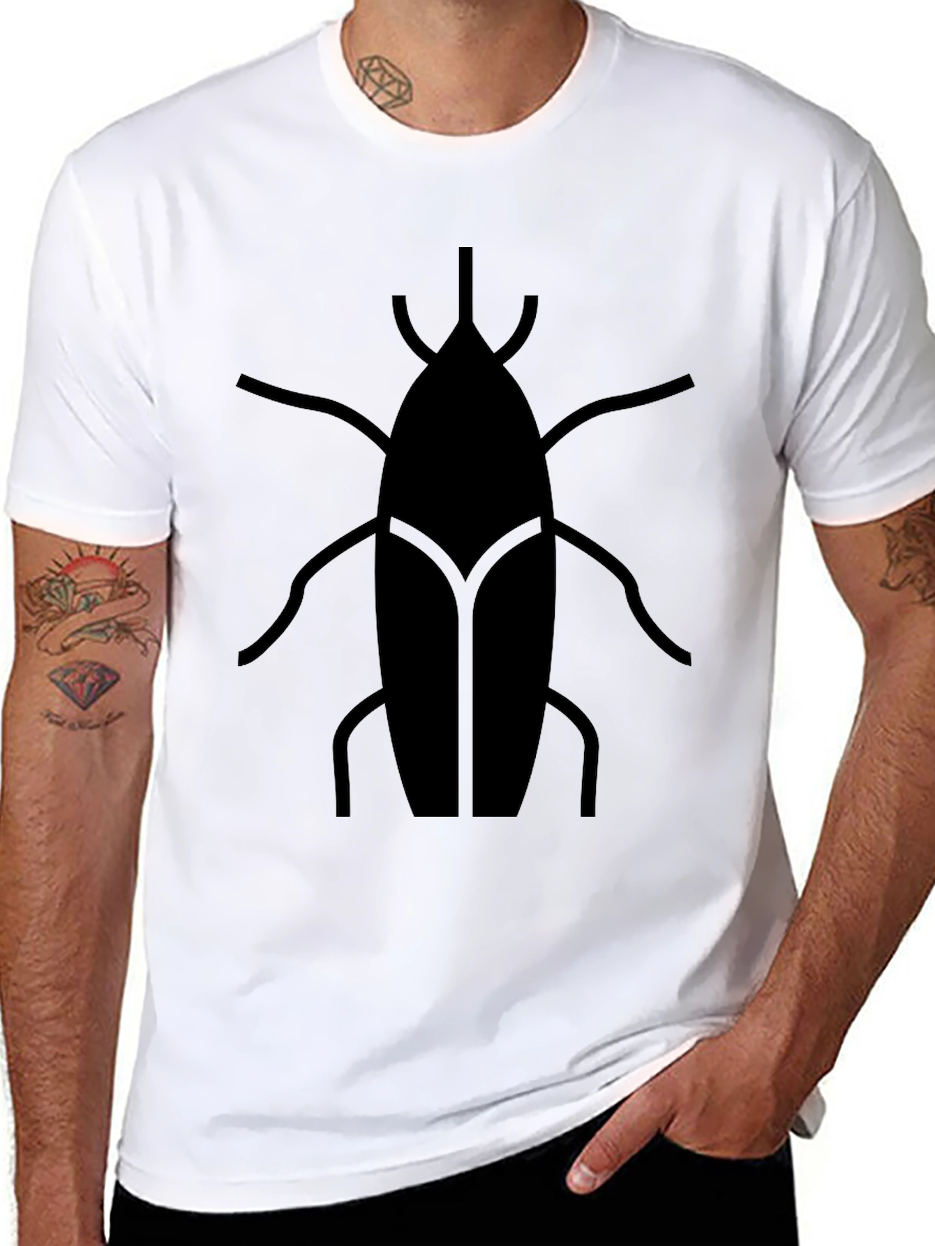 Black Modern Insect Graphic Tee - Black Casual Shirt view 8