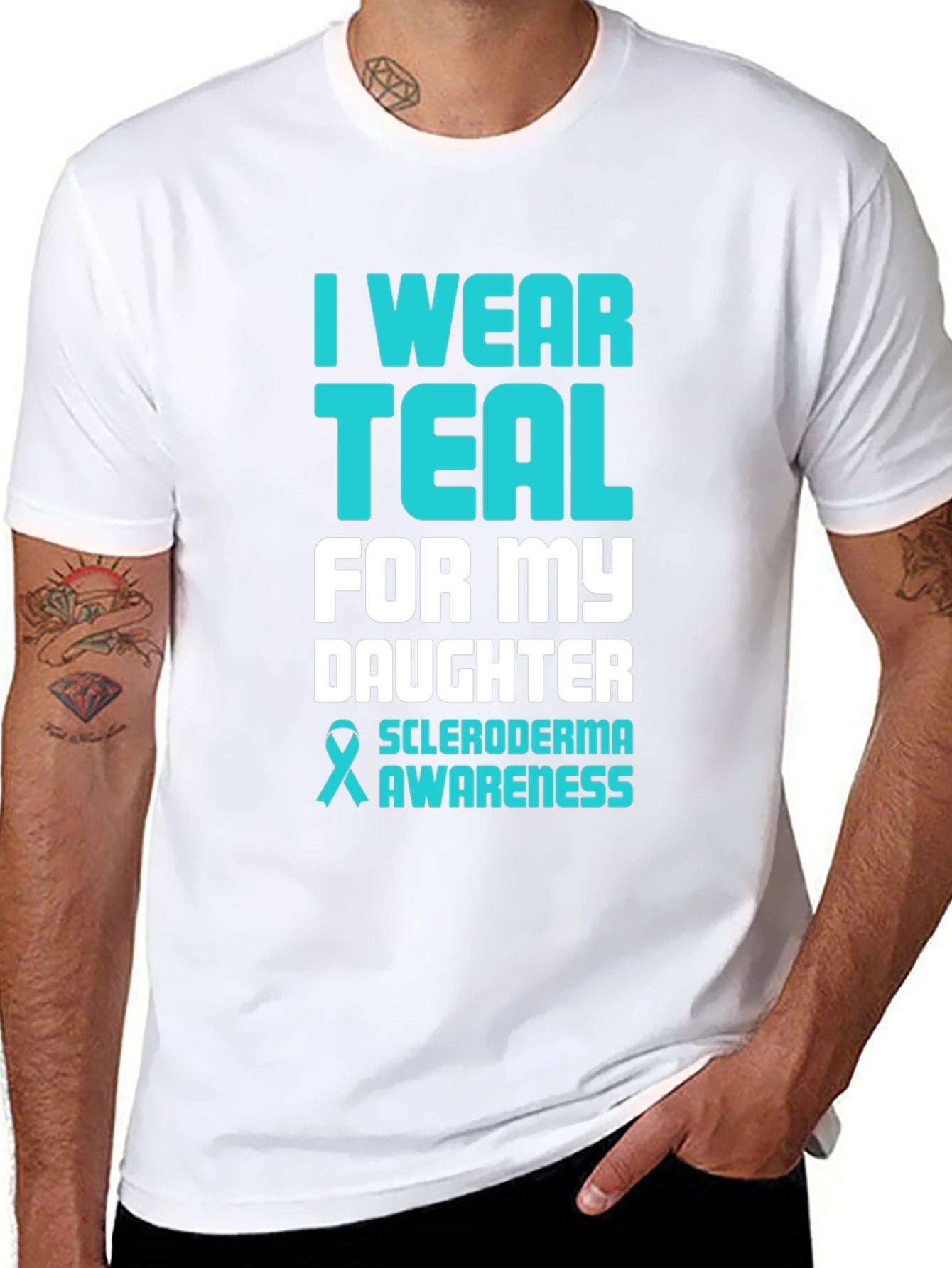 Black Teal Scleroderma Awareness T-Shirt view 8