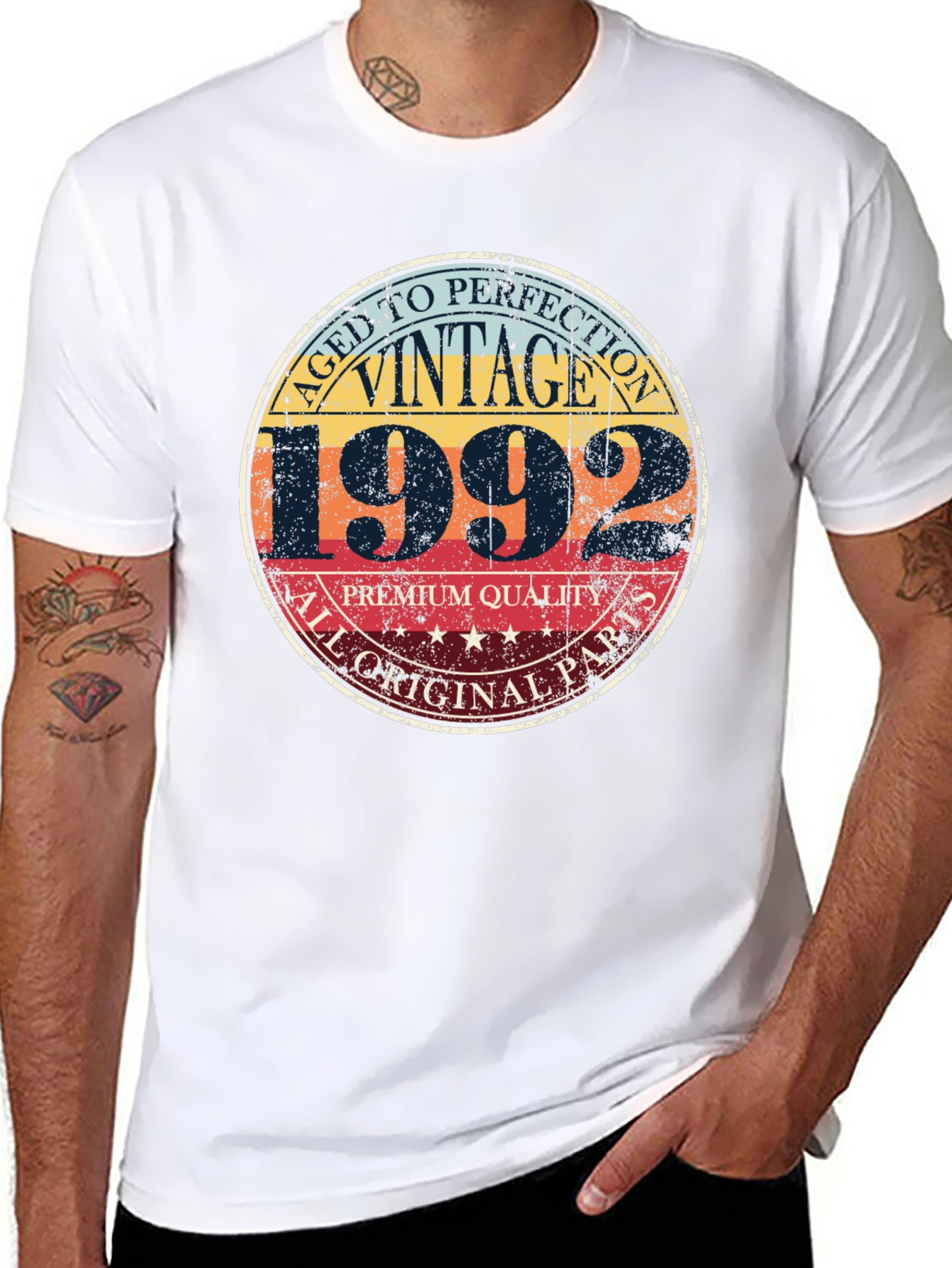Black Vintage 1992 Aged To Perfection Graphic T-Shirt view 8