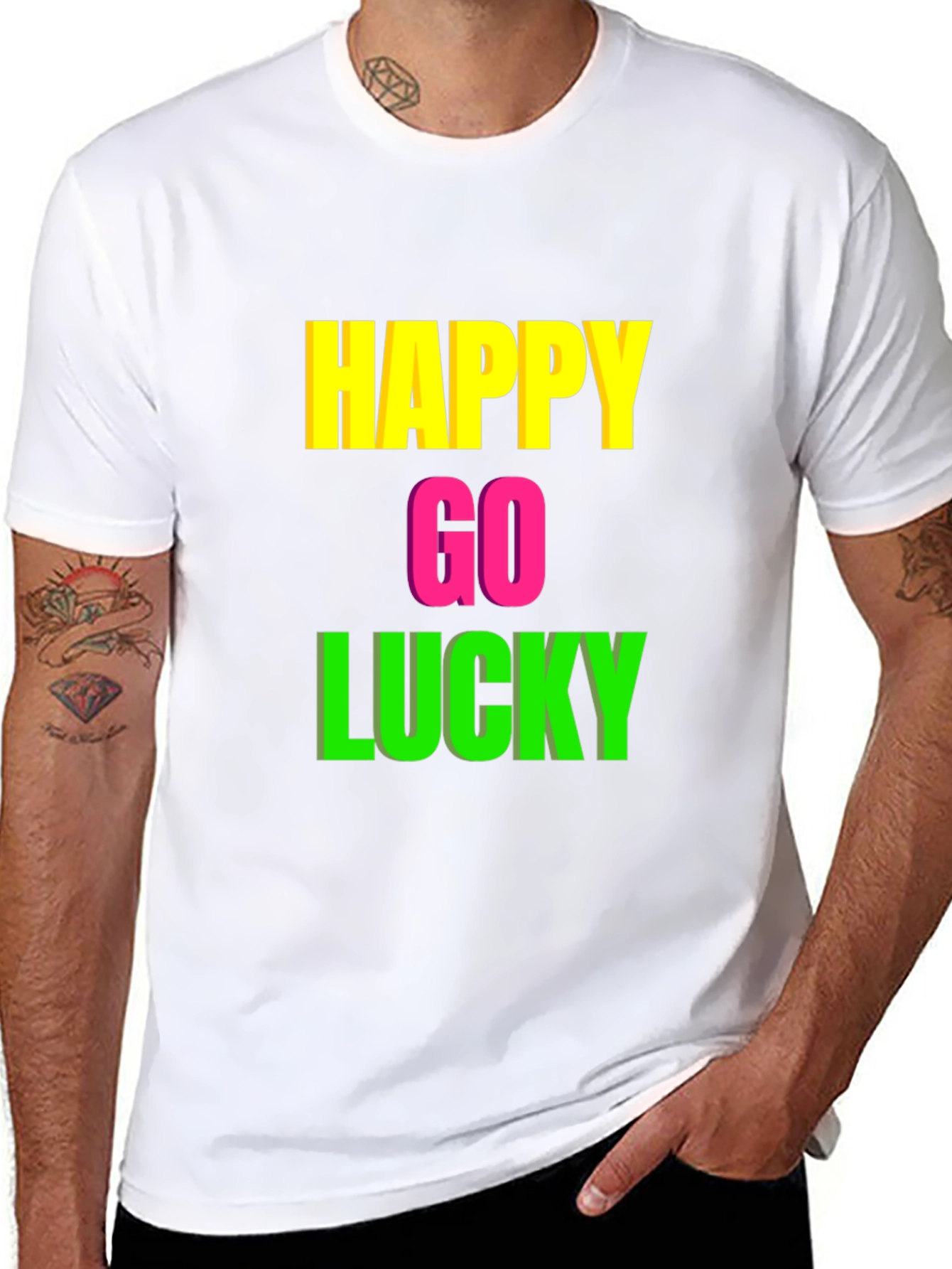 Black Happy Go Lucky Graphic Tee - Black T-Shirt view 8