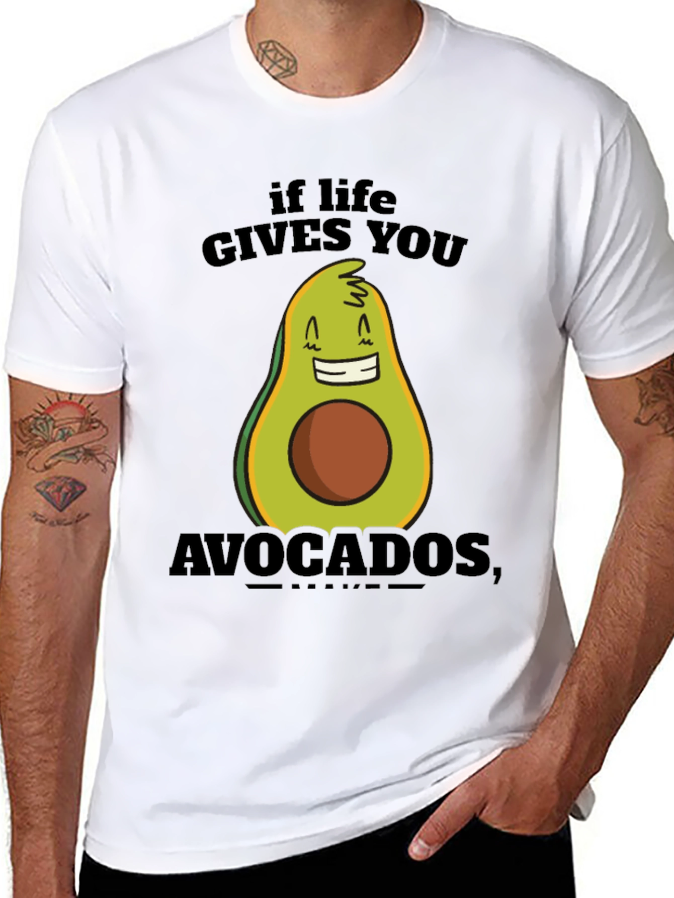 Black Funny Avocado T-Shirt - If Life Gives You Avocados view 8