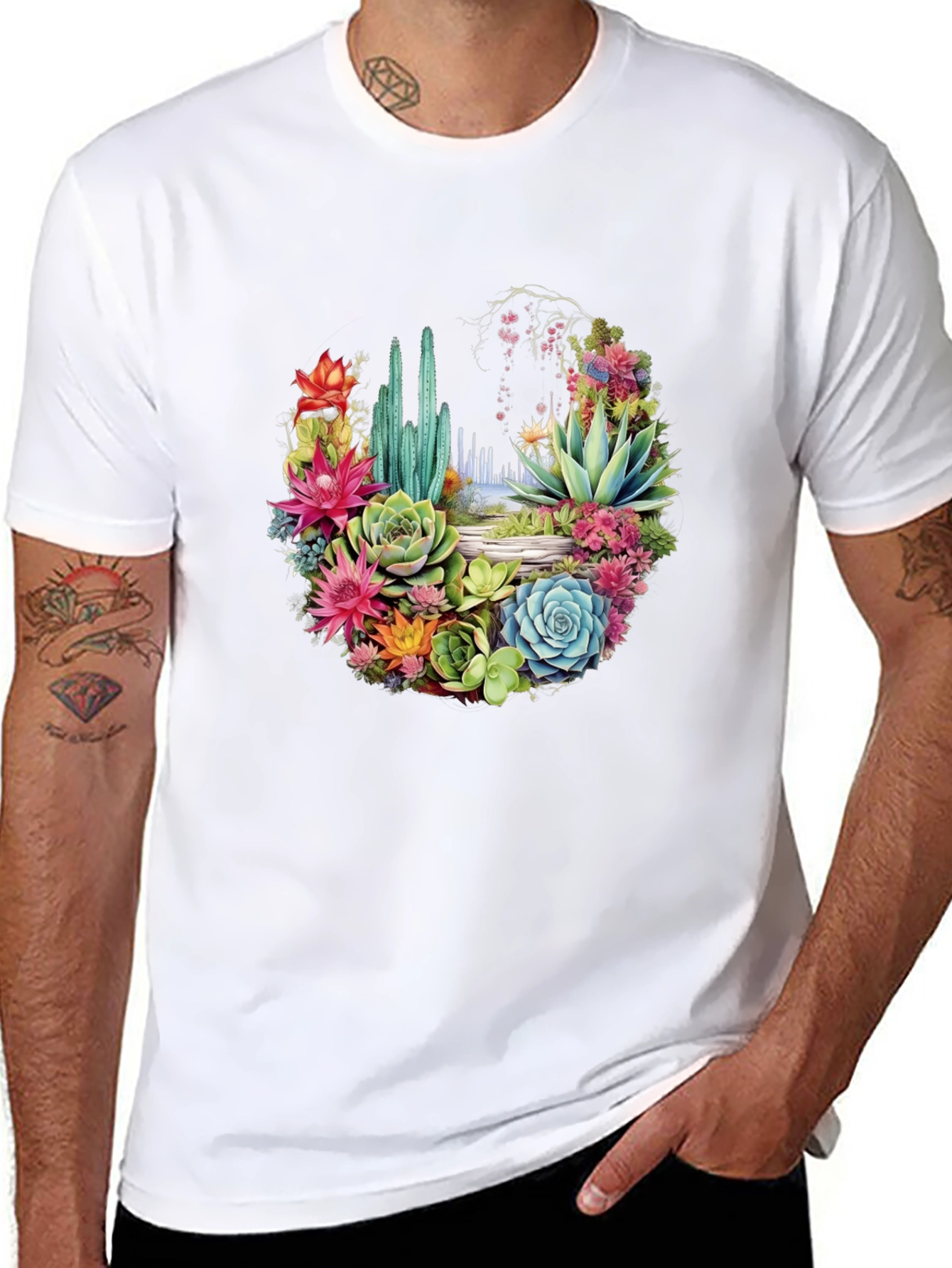 Black Floral Cactus Graphic Tee view 8