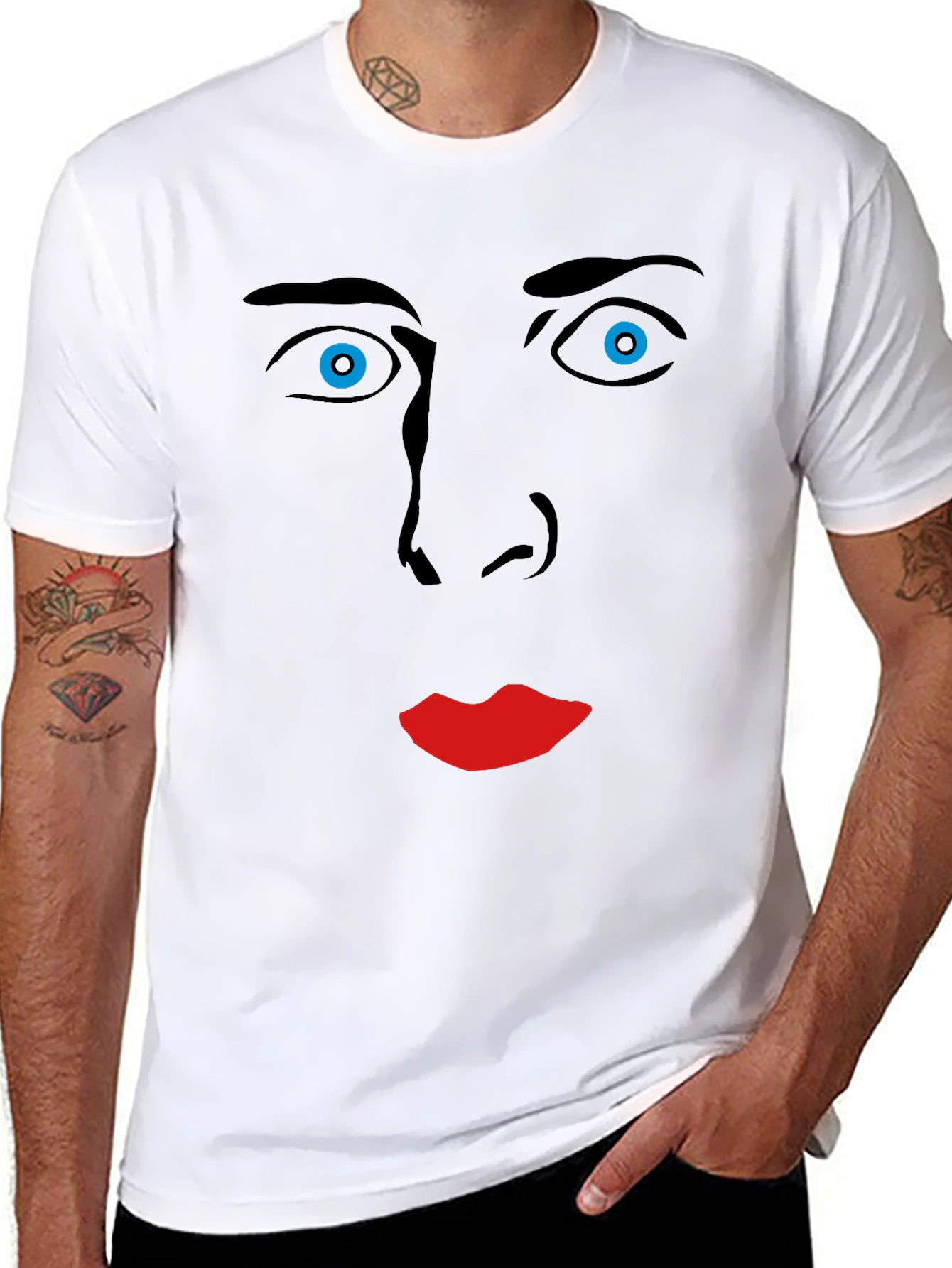 Black Nicolas Cage Face Graphic Tee - Soft Cotton Blend view 8