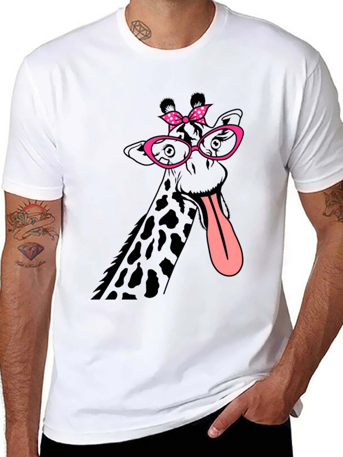 Black Giraffe with Glasses Graphic T-Shirt view 8