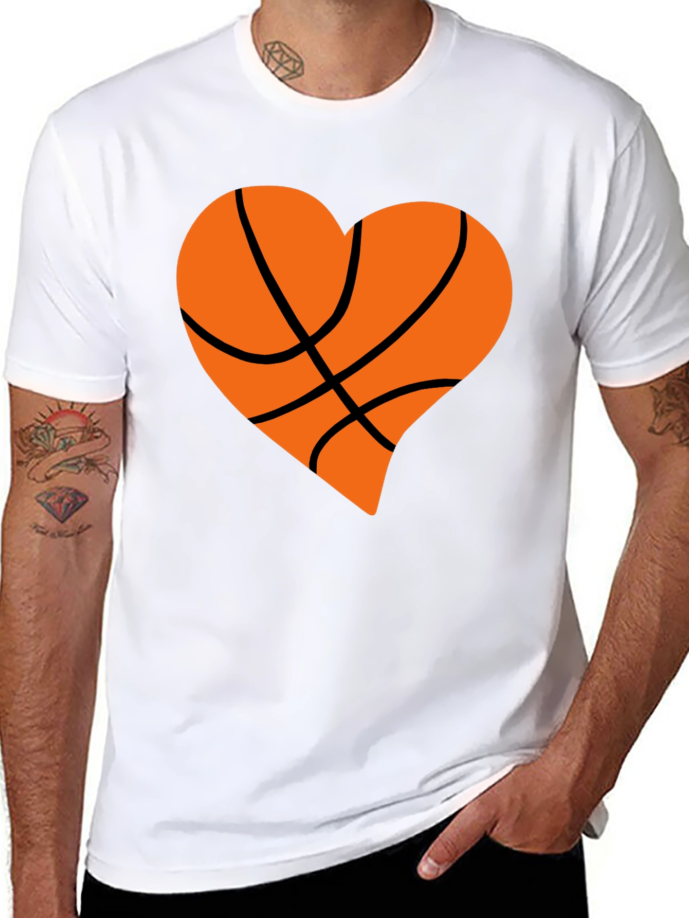 Basketball Heart Graphic Tee - Black - 8