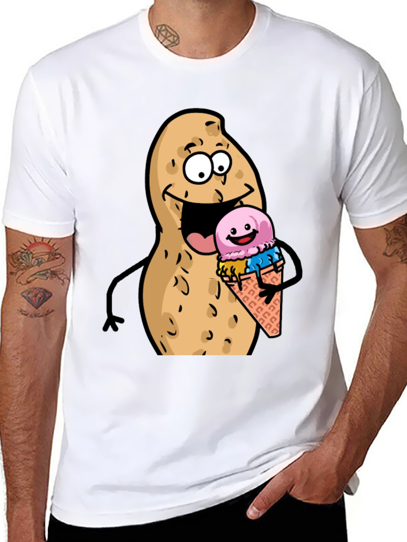 Black Funny Peanut Ice Cream Black T-Shirt view 8