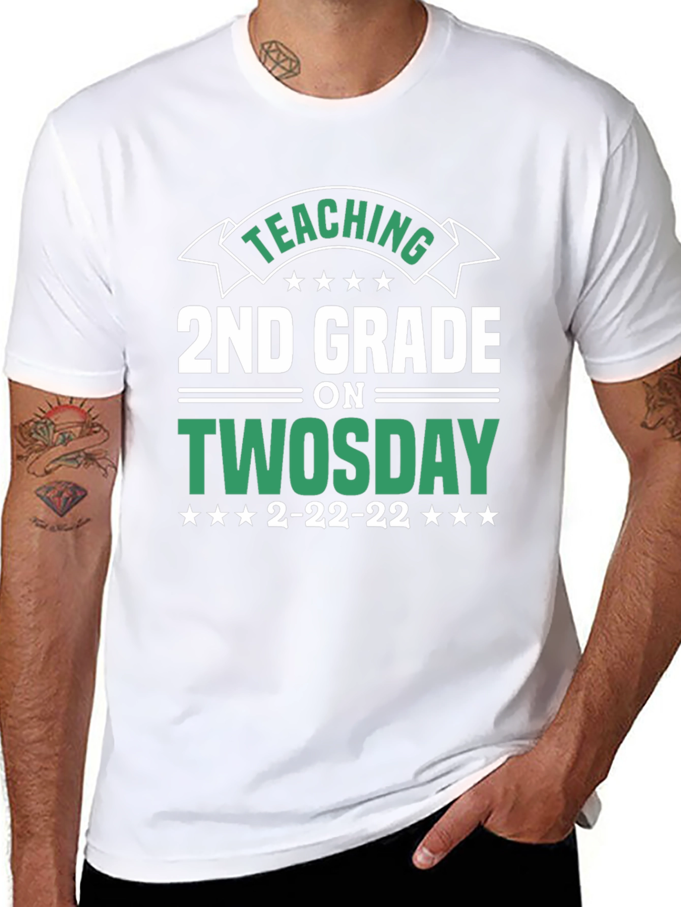 Black Teaching 2nd Grade on Twosday T-Shirt view 8
