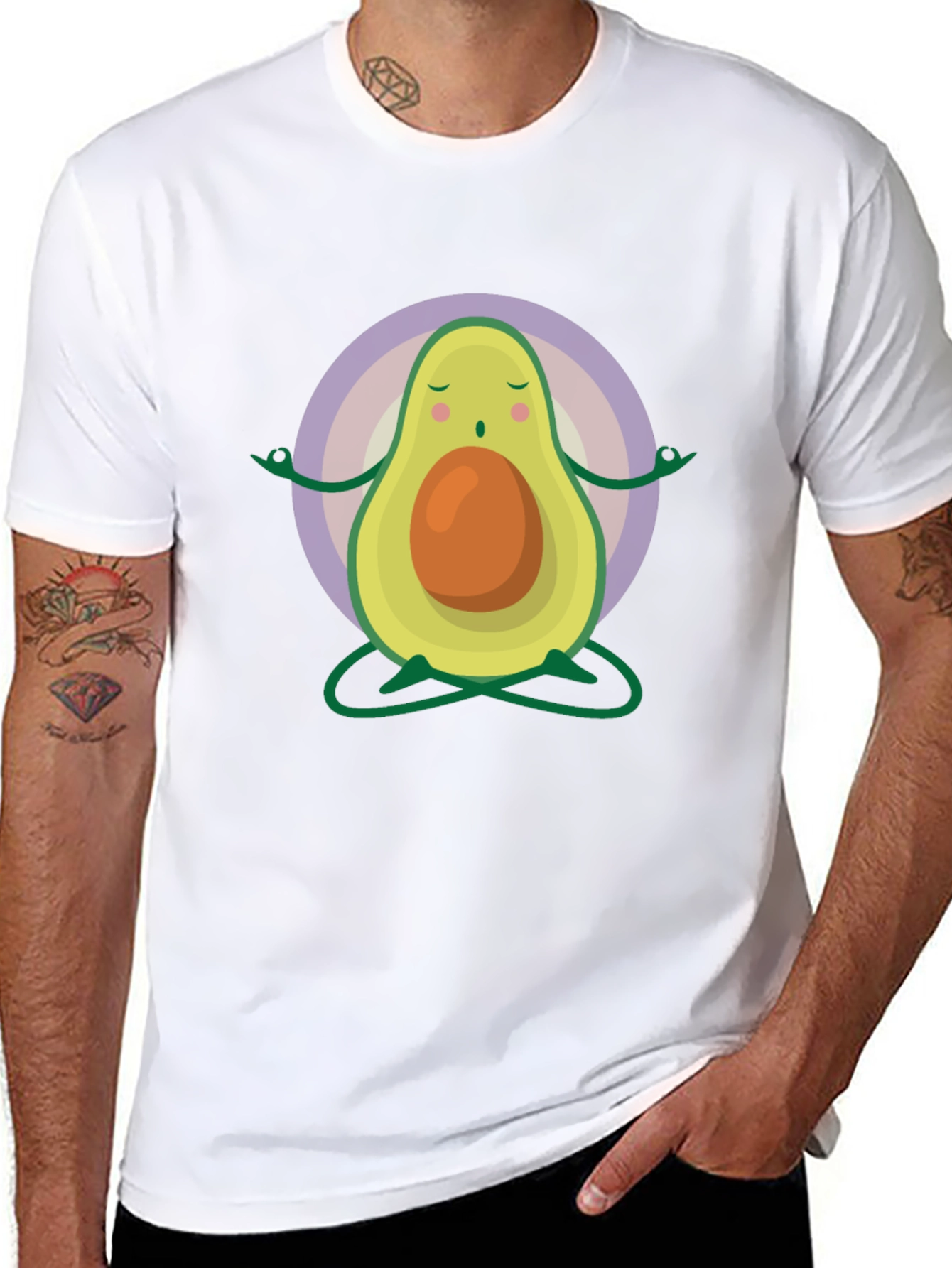 Black Meditating Avocado T-Shirt view 8