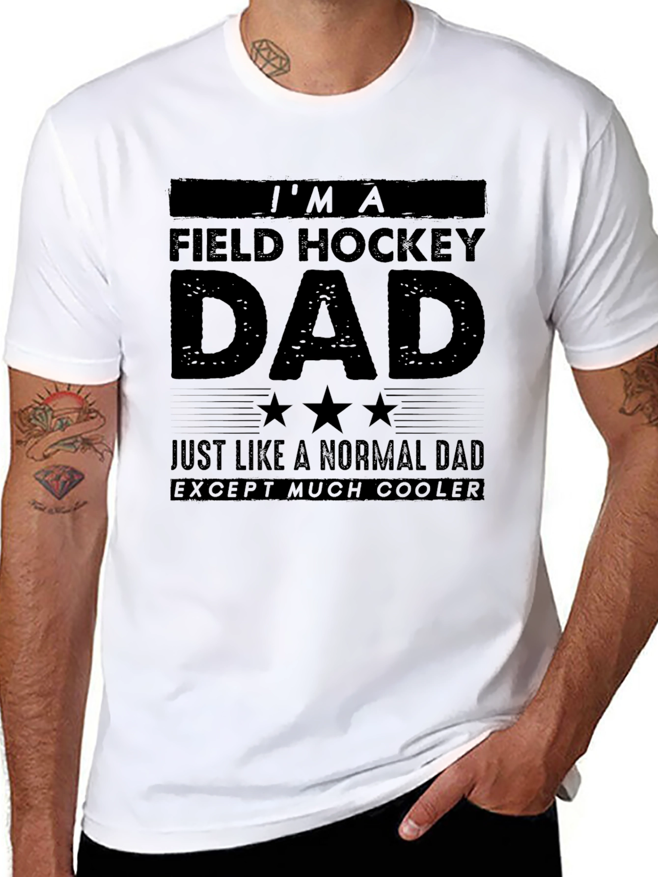 Black Field Hockey Dad Graphic Tee view 8