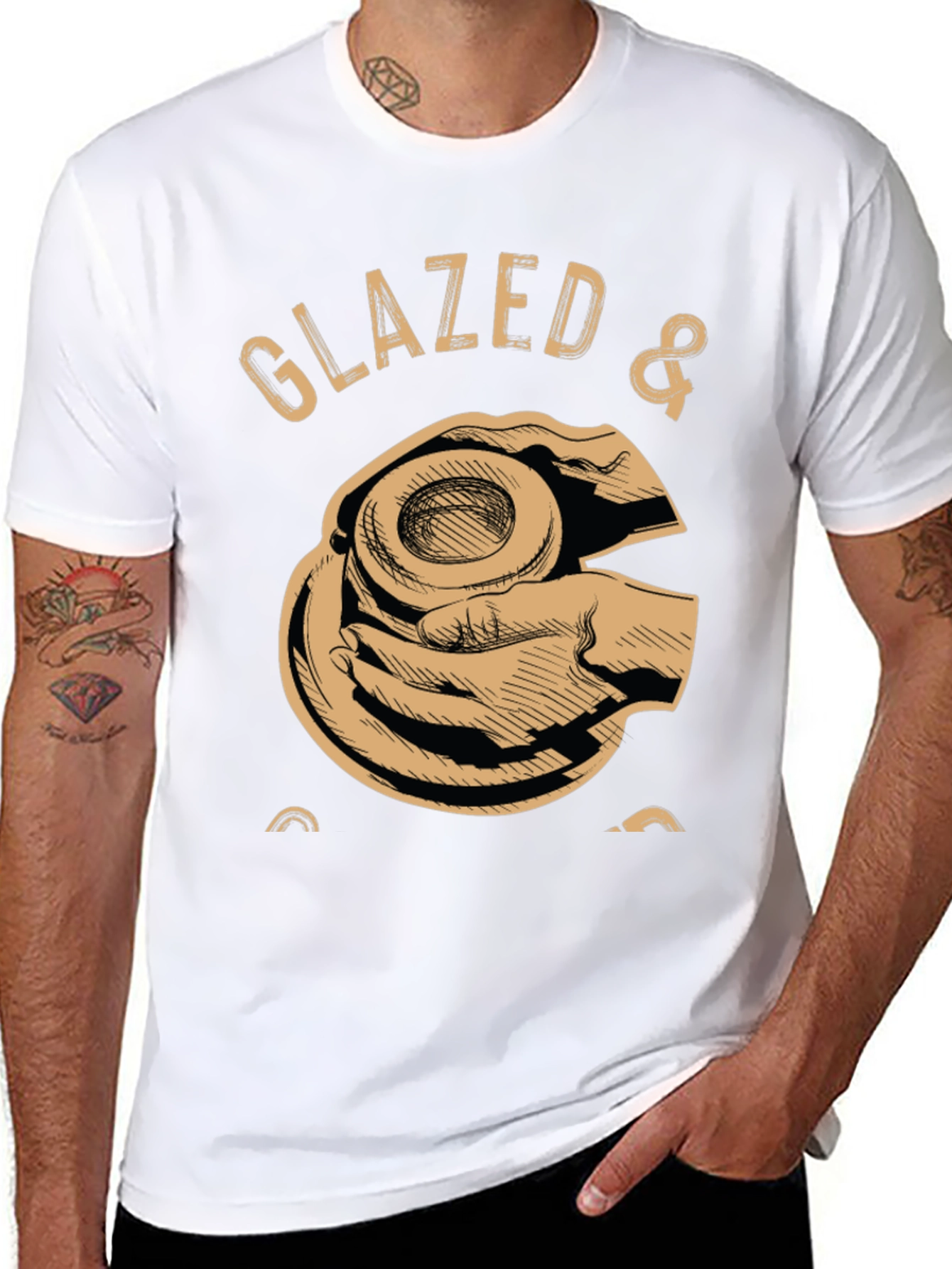 Black Glazed & Confused Donut Lover Graphic T-Shirt view 8