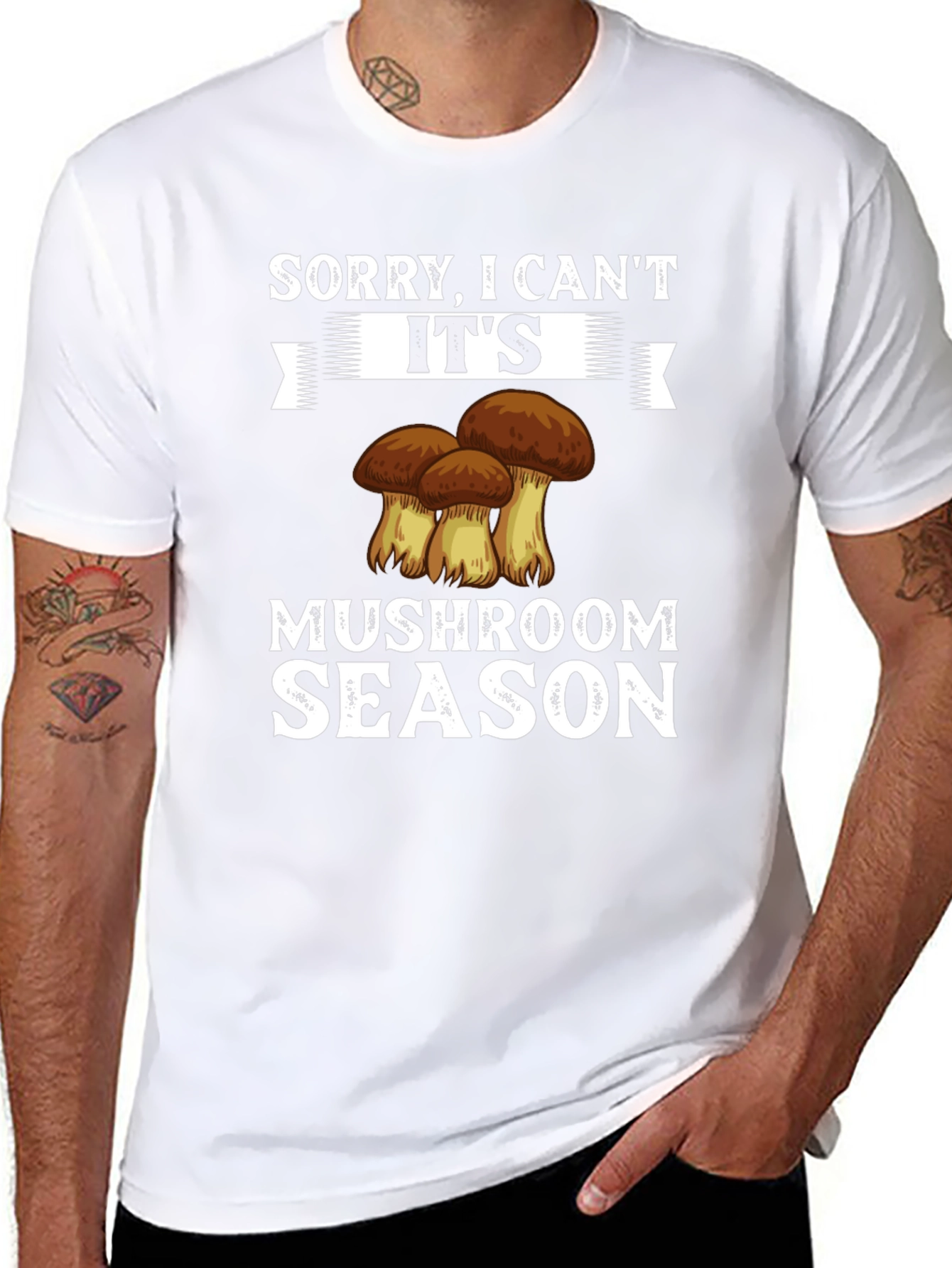 Black Mushroom Season Graphic Tee - Funny Casual Shirt view 8