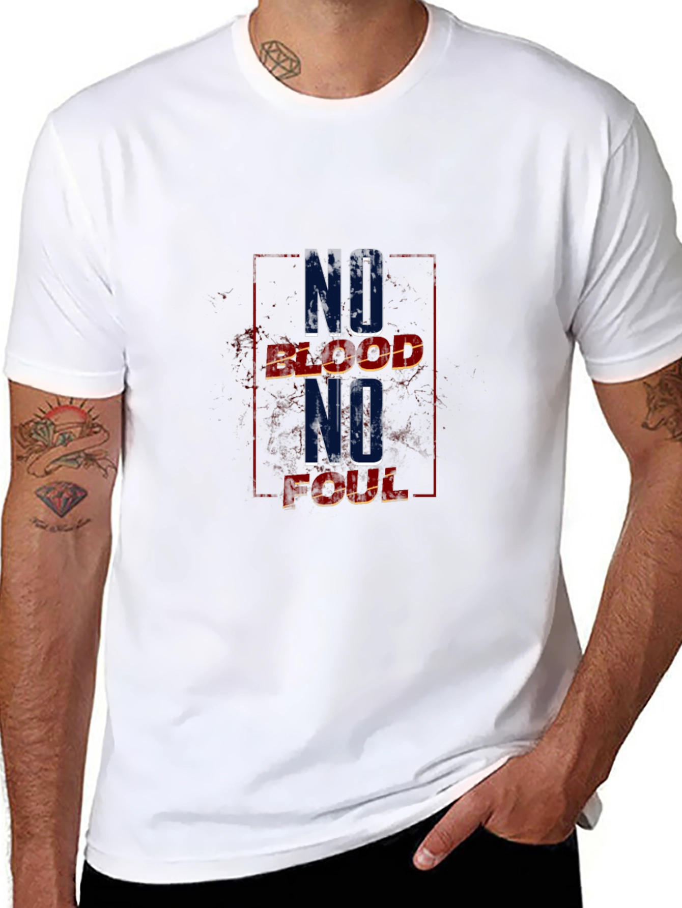 Black No Blood No Foul T-Shirt view 8