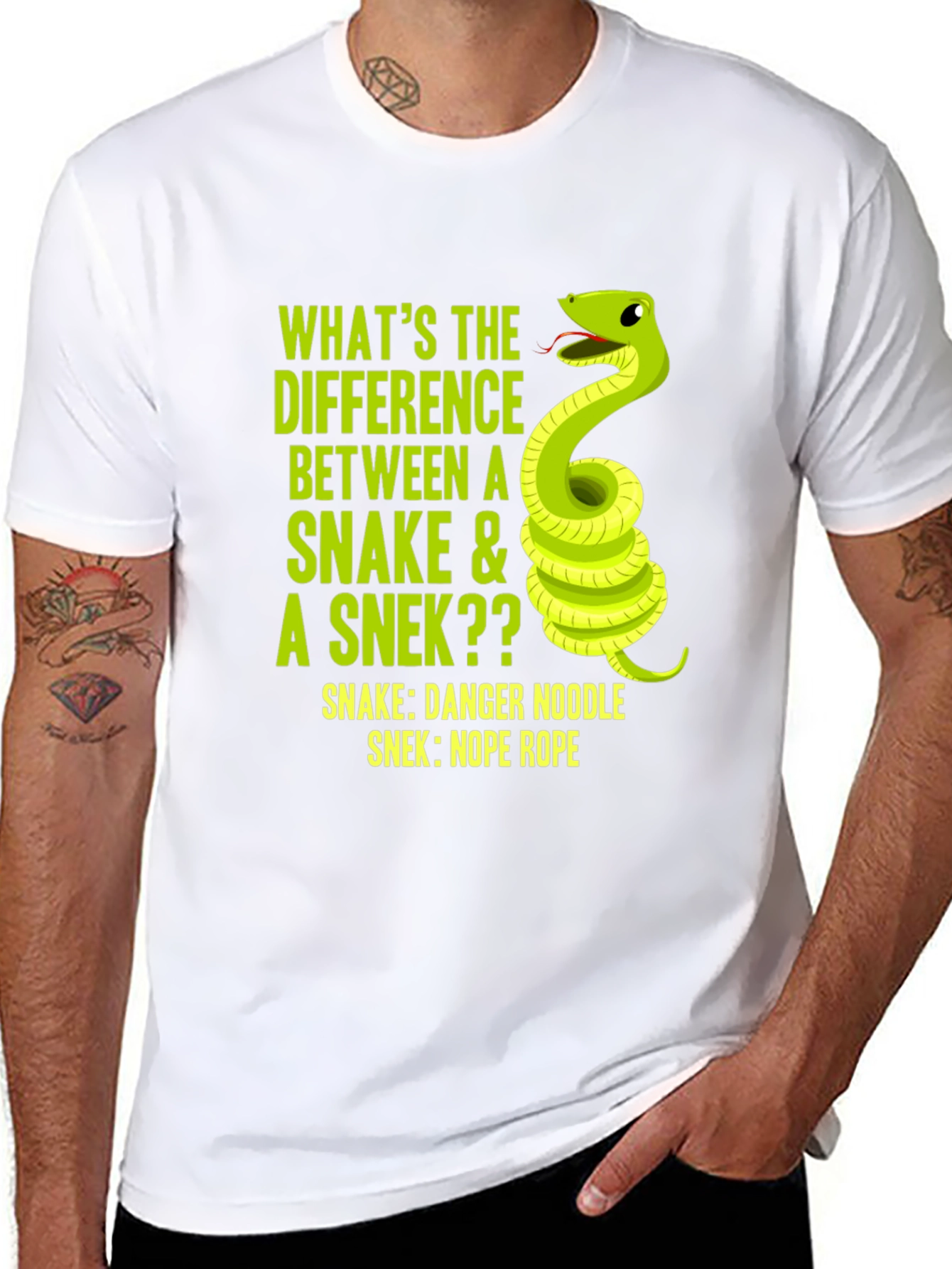 Black Funny Snake vs Snek T-Shirt, Danger Noodle Tee view 8