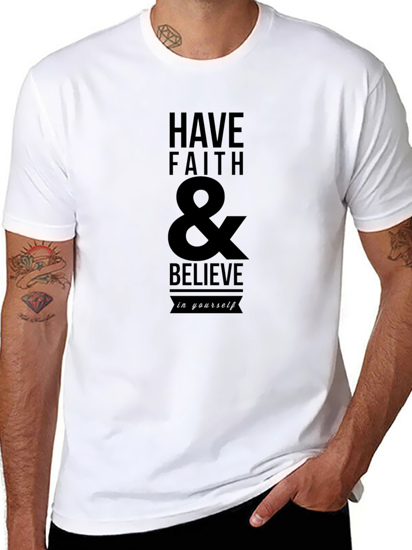Black Faith & Believe Graphic Tee - Black Cotton Blend view 8