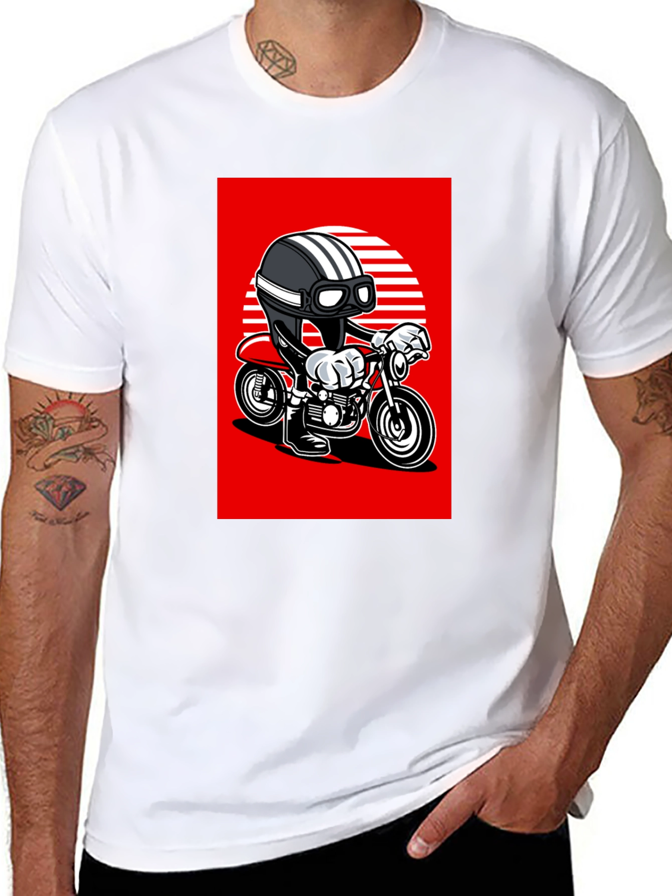 Black Cool Rider Graphic Tee - Black Cotton Blend view 8
