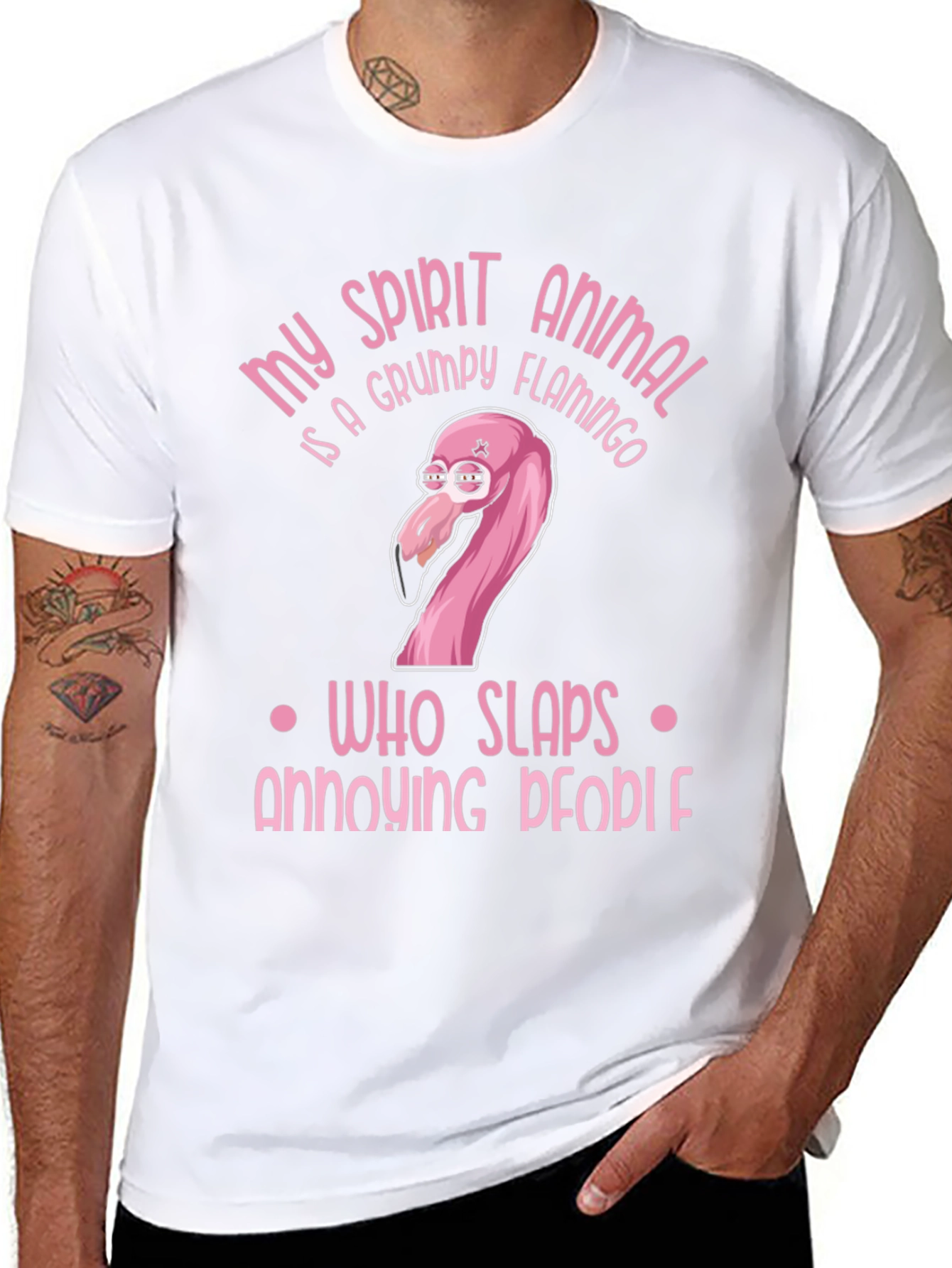 Black Grumpy Flamingo T-Shirt: My Spirit Animal Humor Tee view 8