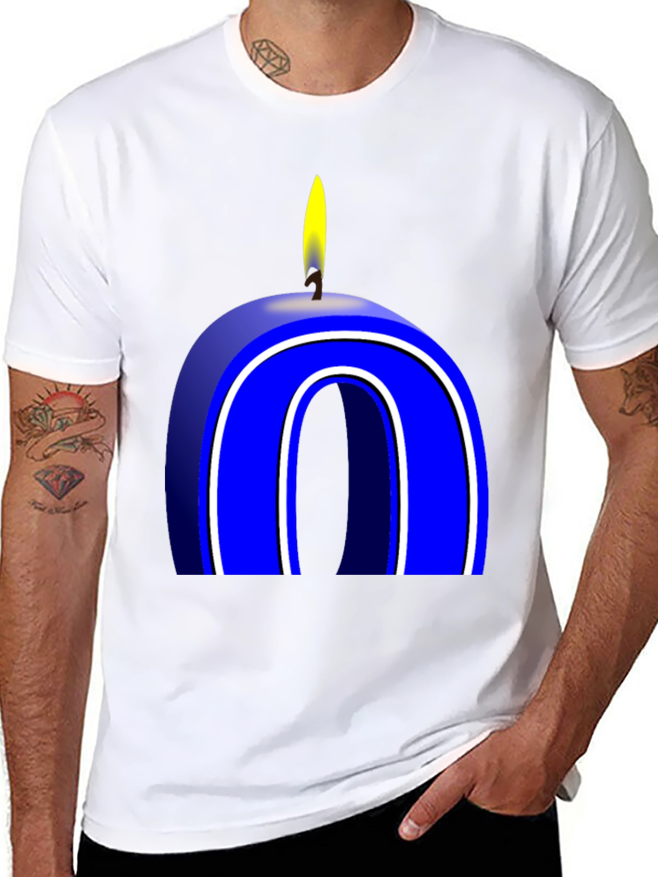 Blue Number 0 Candle T-Shirt - 8