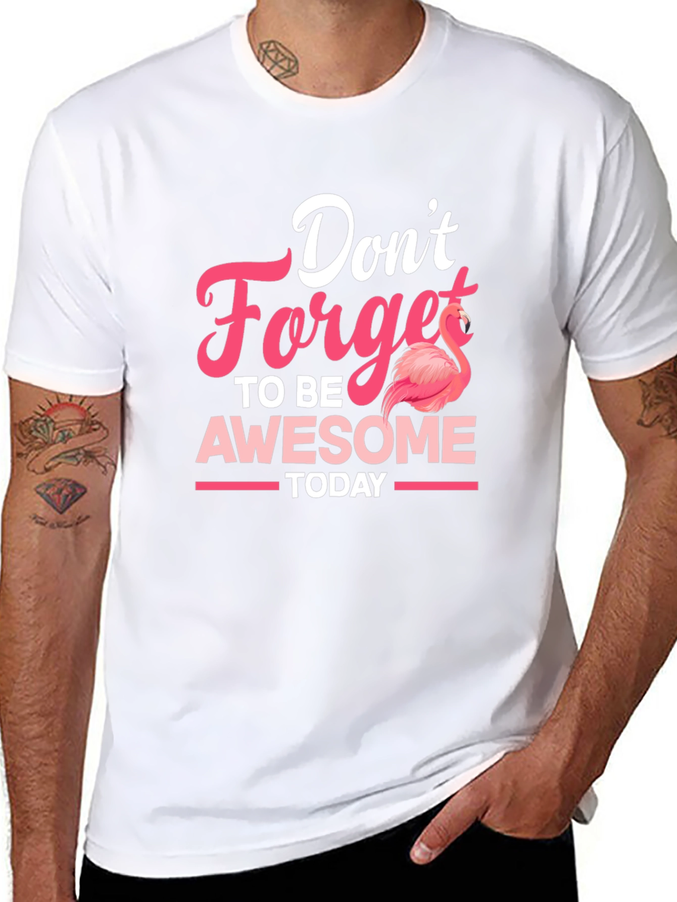 Black Don't Forget To Be Awesome Flamingo T-Shirt view 8