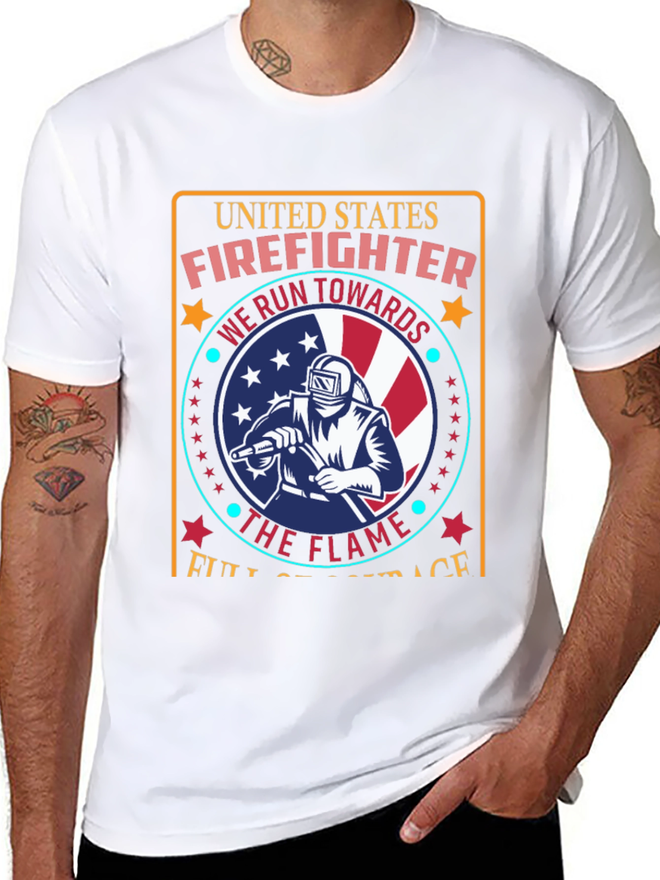 Black United States Firefighter Graphic Tee view 8