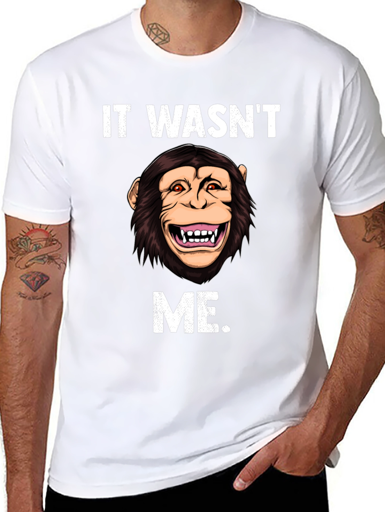 Black Funny Monkey It Wasn't Me T-Shirt view 8