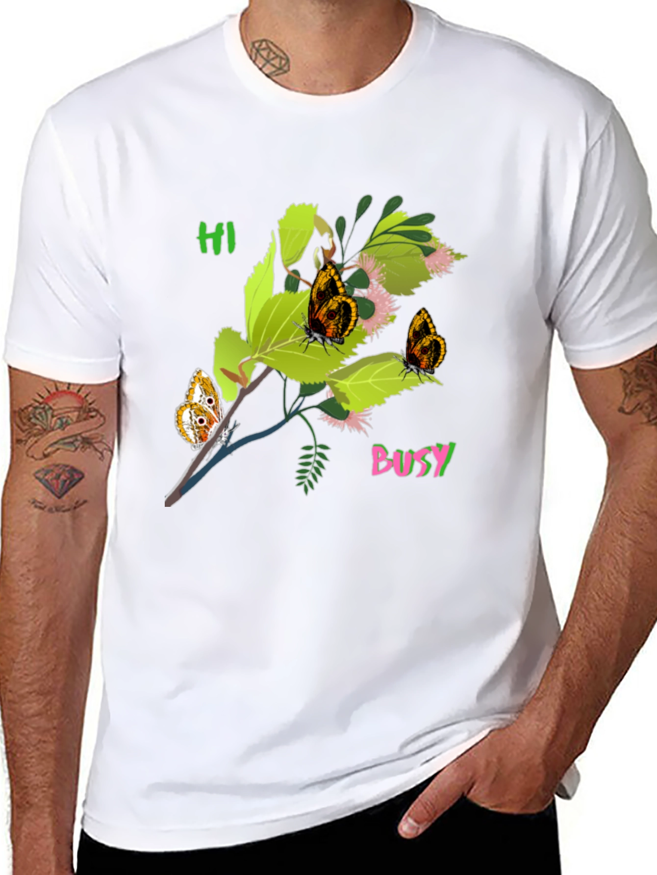 Black Black T-Shirt with Butterfly Bush Graphic view 8