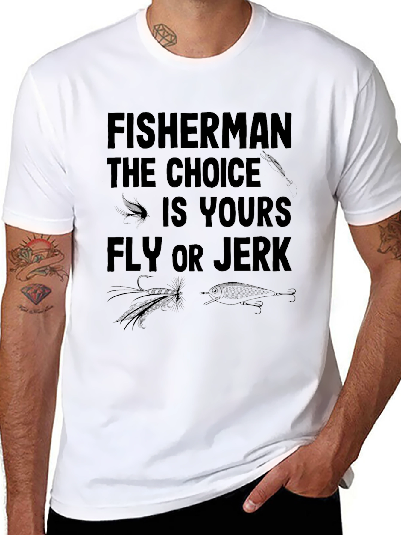 Black Fisherman Choice T-Shirt: Fly or Jerk Fishing Tee view 8