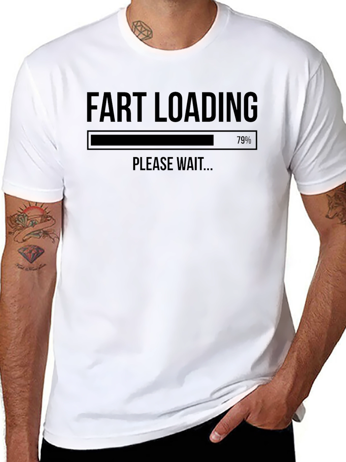 Black Fart Loading Funny Humor Graphic T-Shirt view 8
