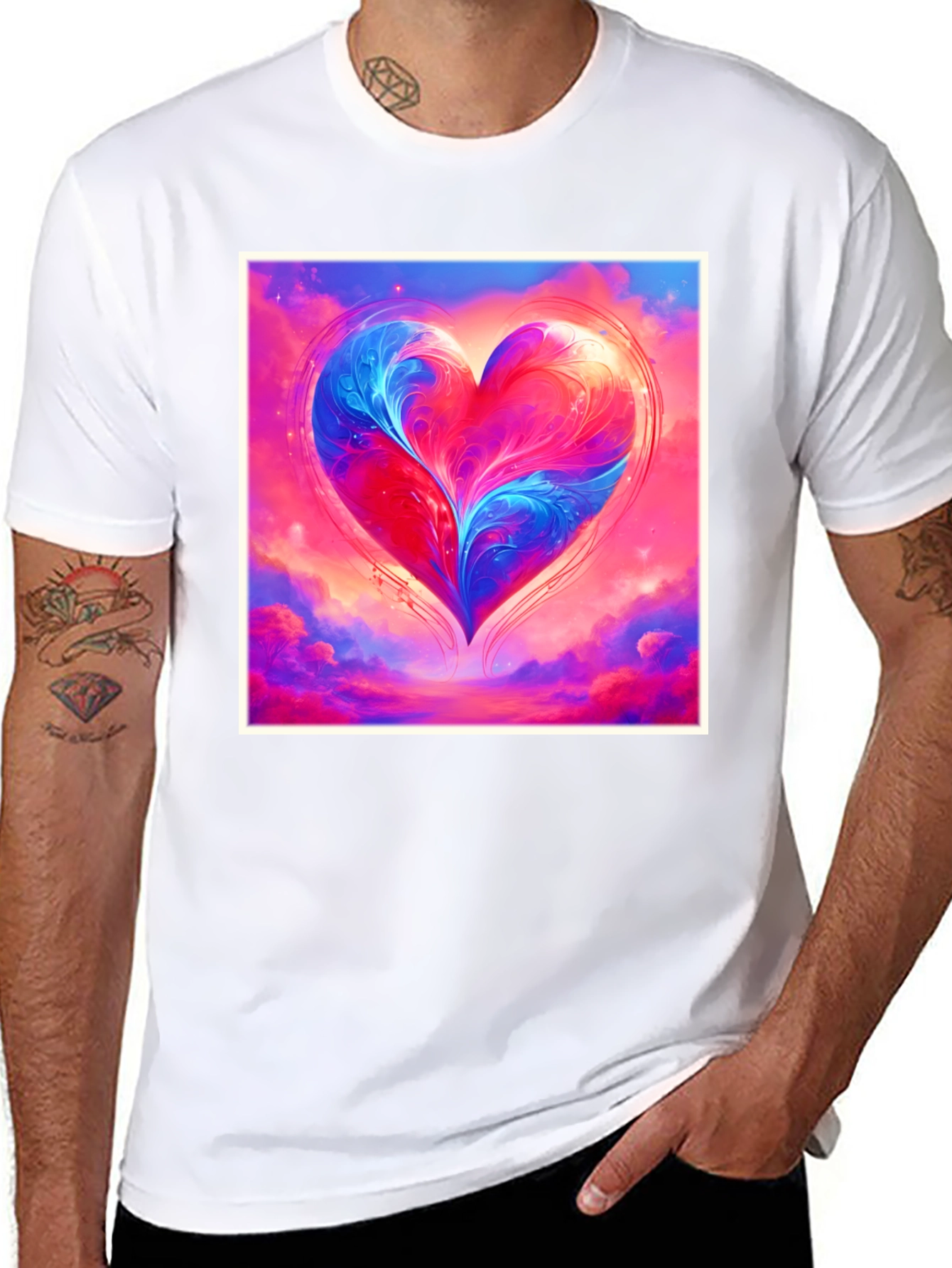 Black Heart Art Tee - Abstract Love Design view 8