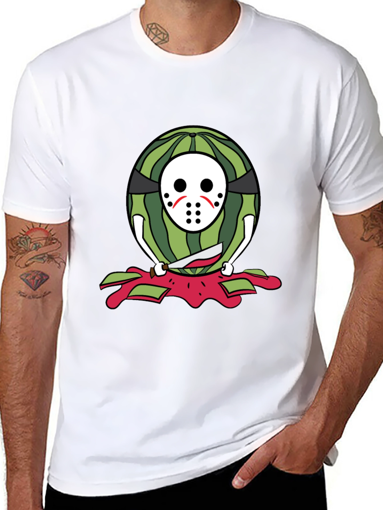 Black Watermelon Horror T-Shirt view 8