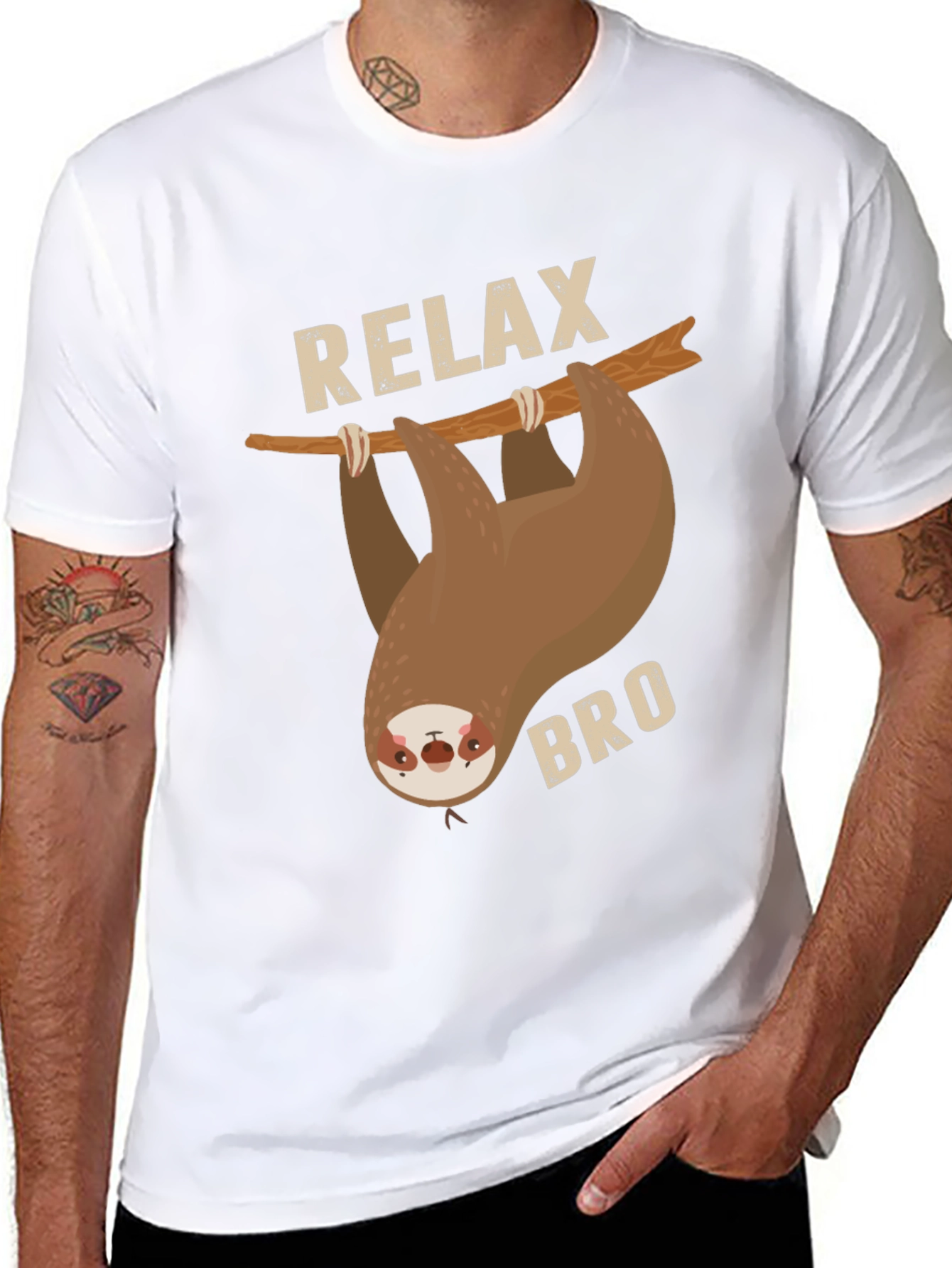 Black Relax Bro Sloth Graphic T-Shirt view 8