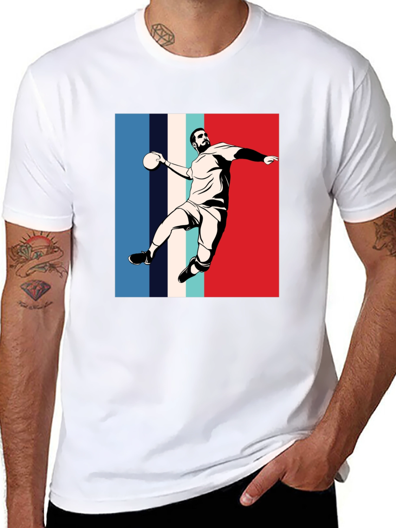 Black Handball Player Graphic T-Shirt view 8