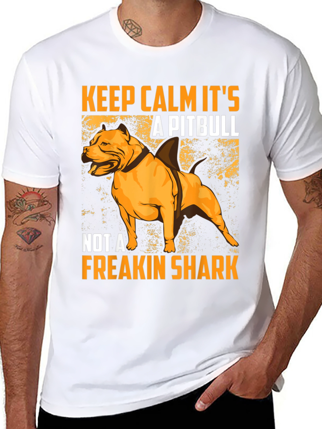 Black Pitbull Shark Humor Graphic T-Shirt view 8
