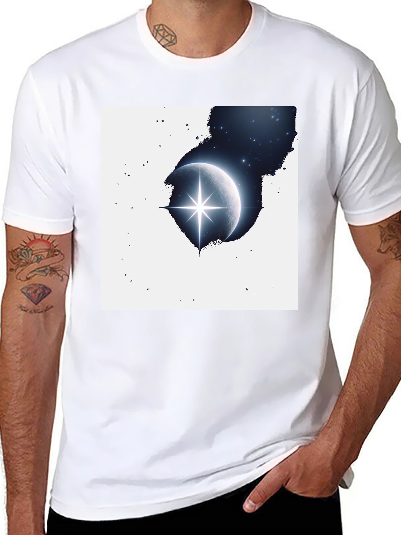 Black Celestial Star T-Shirt - Black Graphic Tee view 8