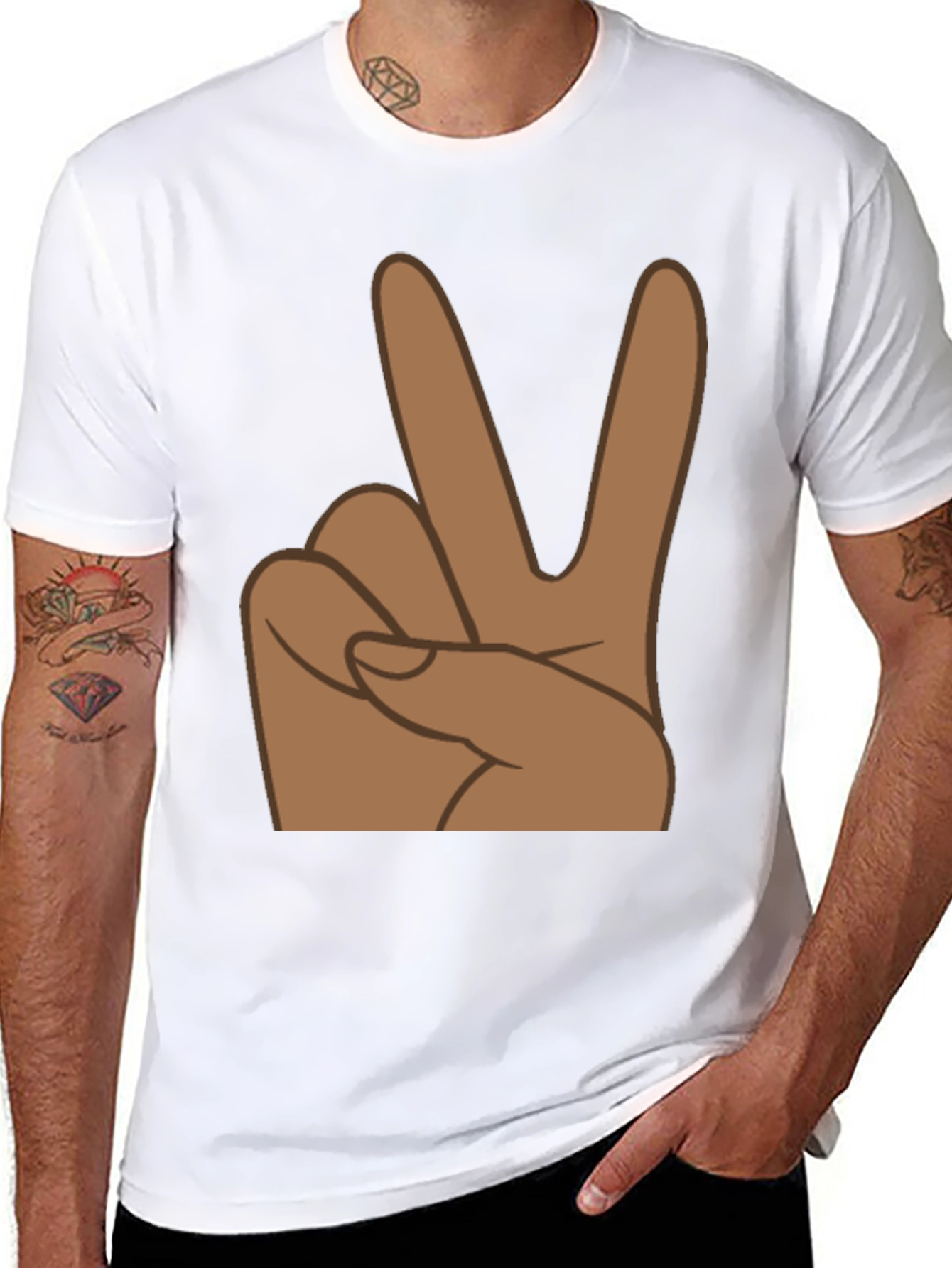 Black Peace Sign Graphic Tee - Black view 8