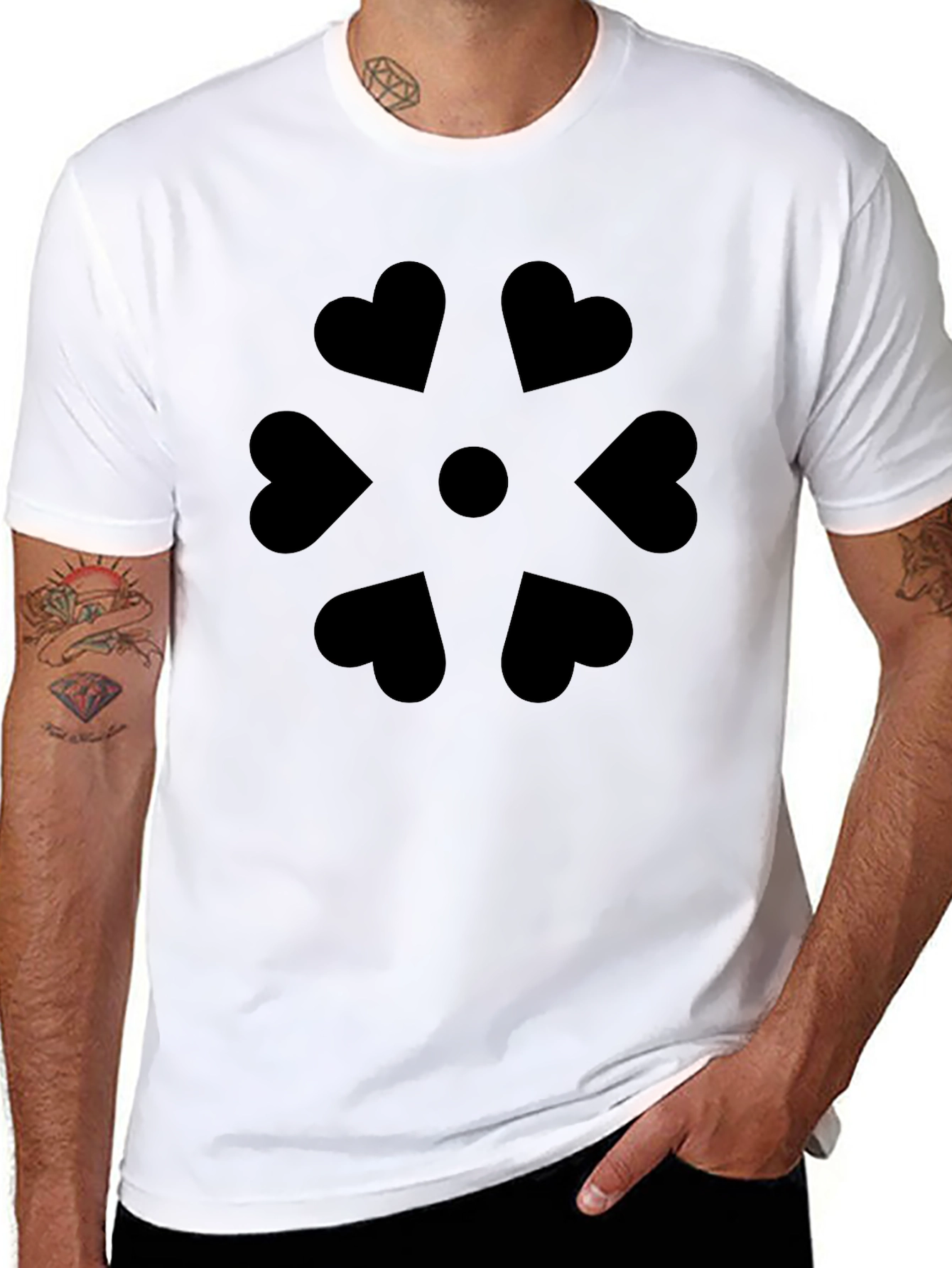 Black Heart Petal Graphic Black T-Shirt view 8