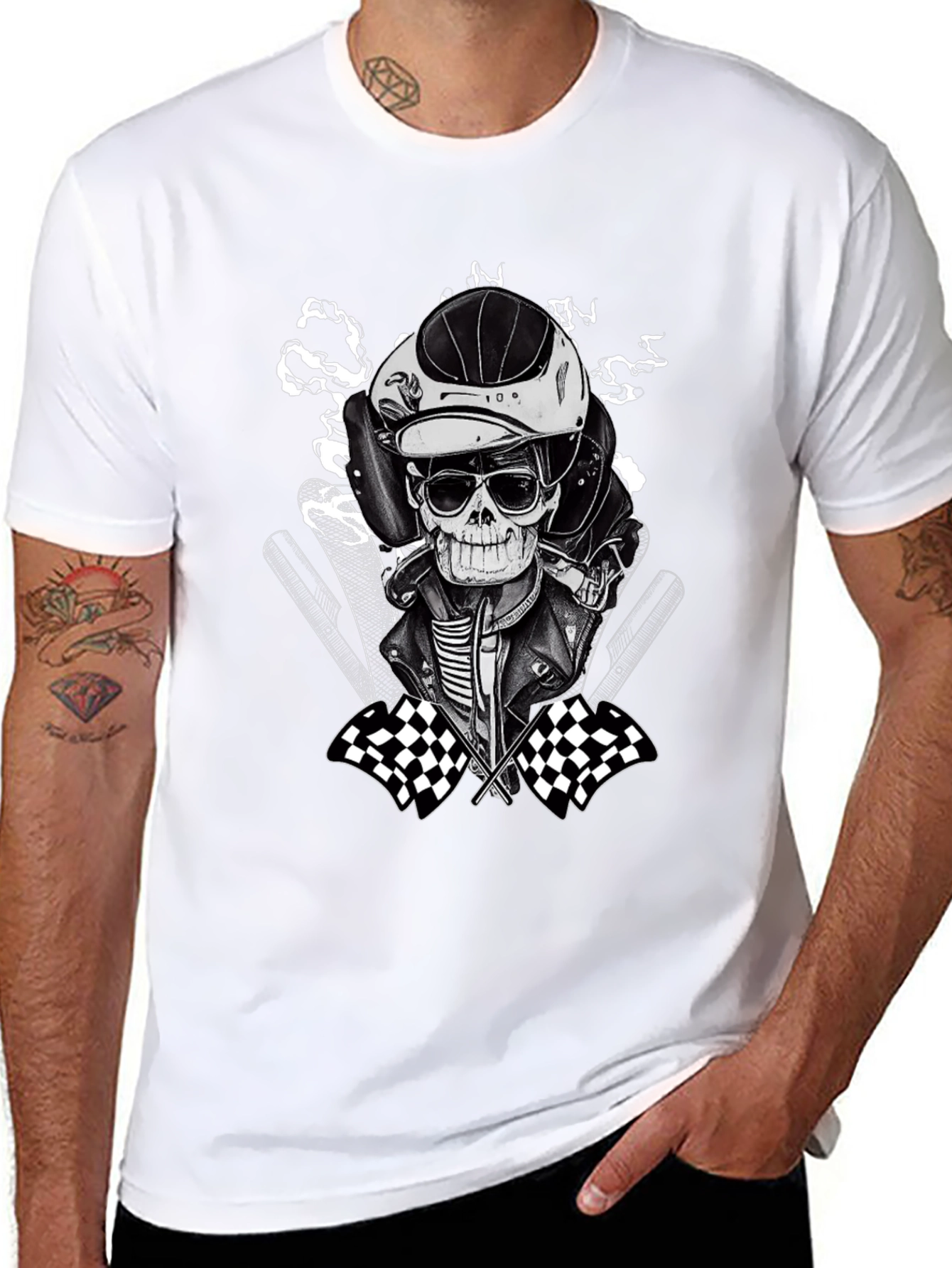 Black Racer Skeleton Graphic Tee view 8