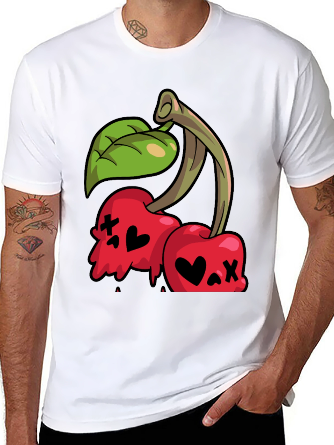 Black Cherry Skull Graphic Tee - Edgy Style view 8