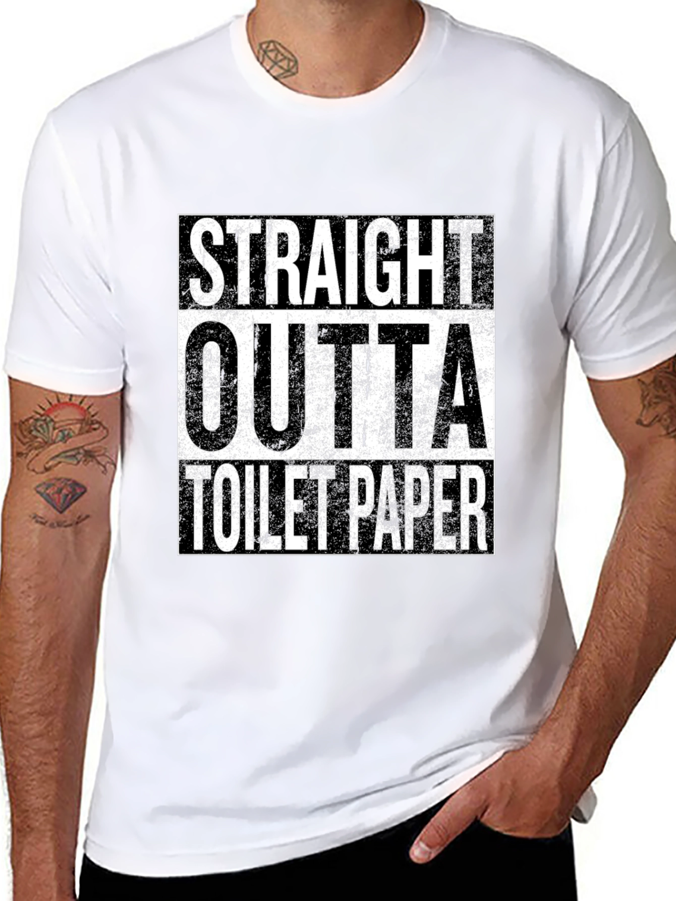 Black Straight Outta Toilet Paper - Novelty Tee view 8