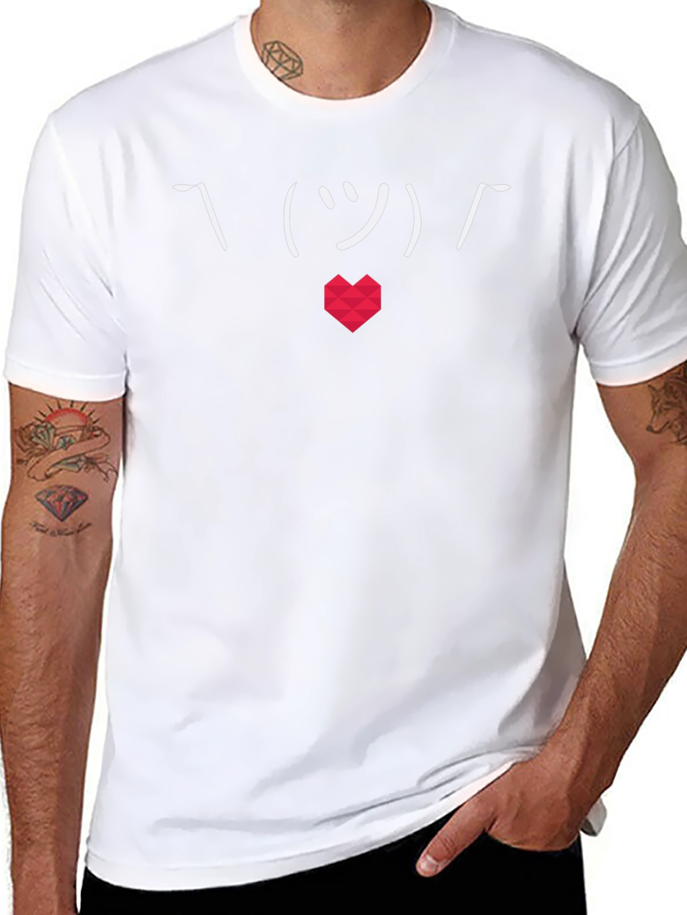 Black Shrugging Emoji with Heart - Black T-Shirt view 8